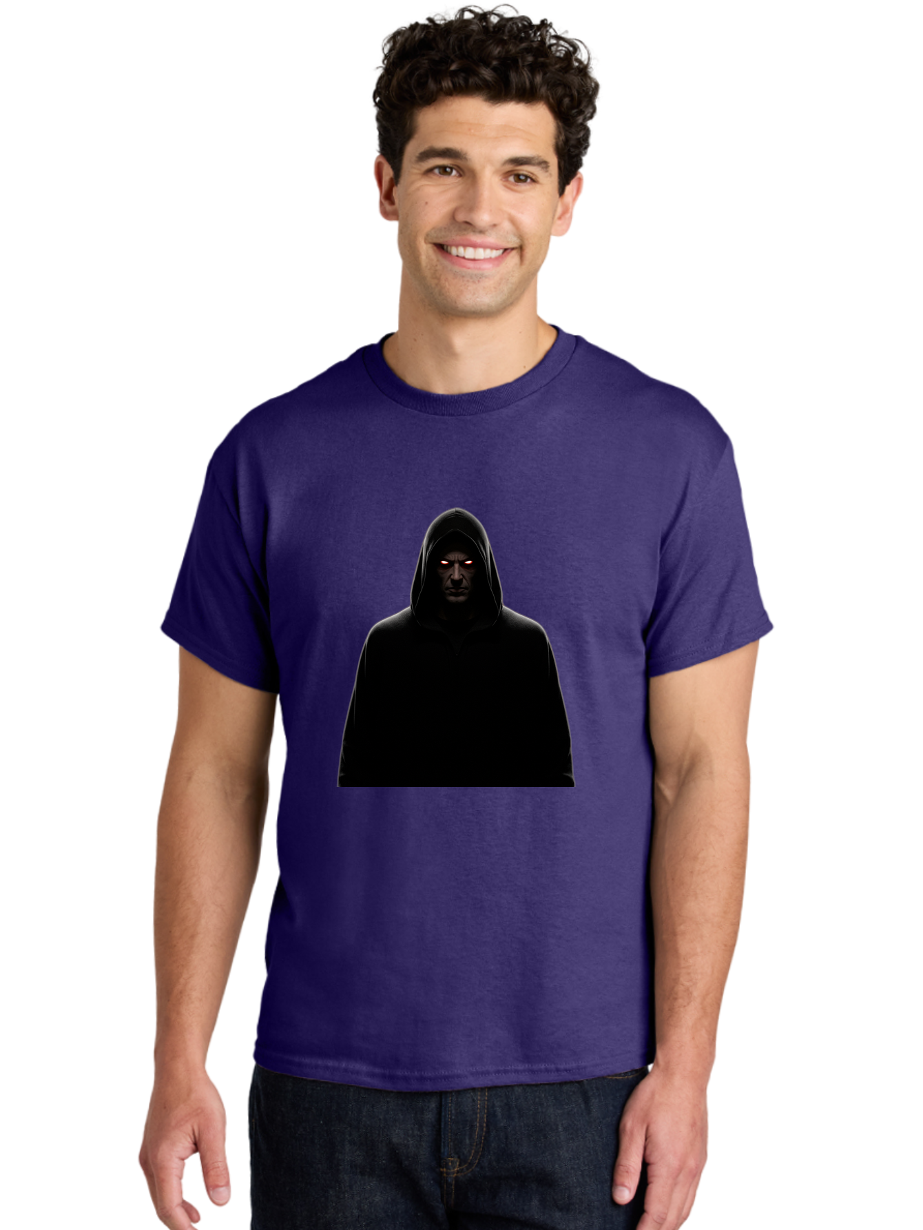 Glowing-Eyes-Hooded-Figure Men'S Graphic Tee, 100% Cotton, Comfortable Casual Summer Wear, Machine Washable, Vintage Camera, Old Camera, Antique Camera, Black Camera, Classic Photography, Photography Equipment, Nostalgic Device, Film Camera, Bag535