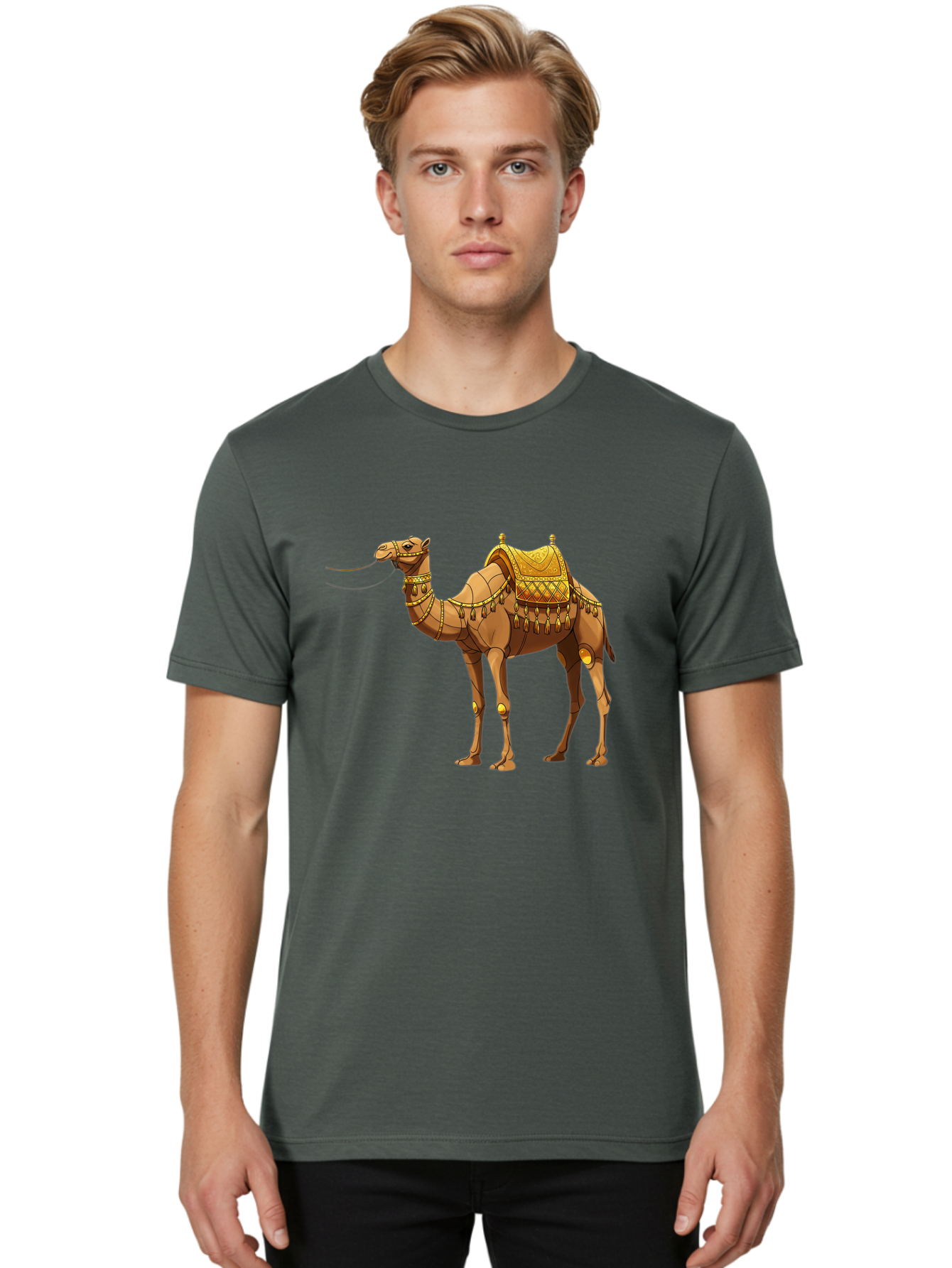 Golden-Camel-1 Men'S Graphic Tee, 100% Cotton, Comfortable Casual Summer Wear, Machine Washable, Vintage Camera, Old Camera, Antique Camera, Black Camera, Classic Photography, Photography Equipment, Nostalgic Device, Film Camera, Camera Art Bag546