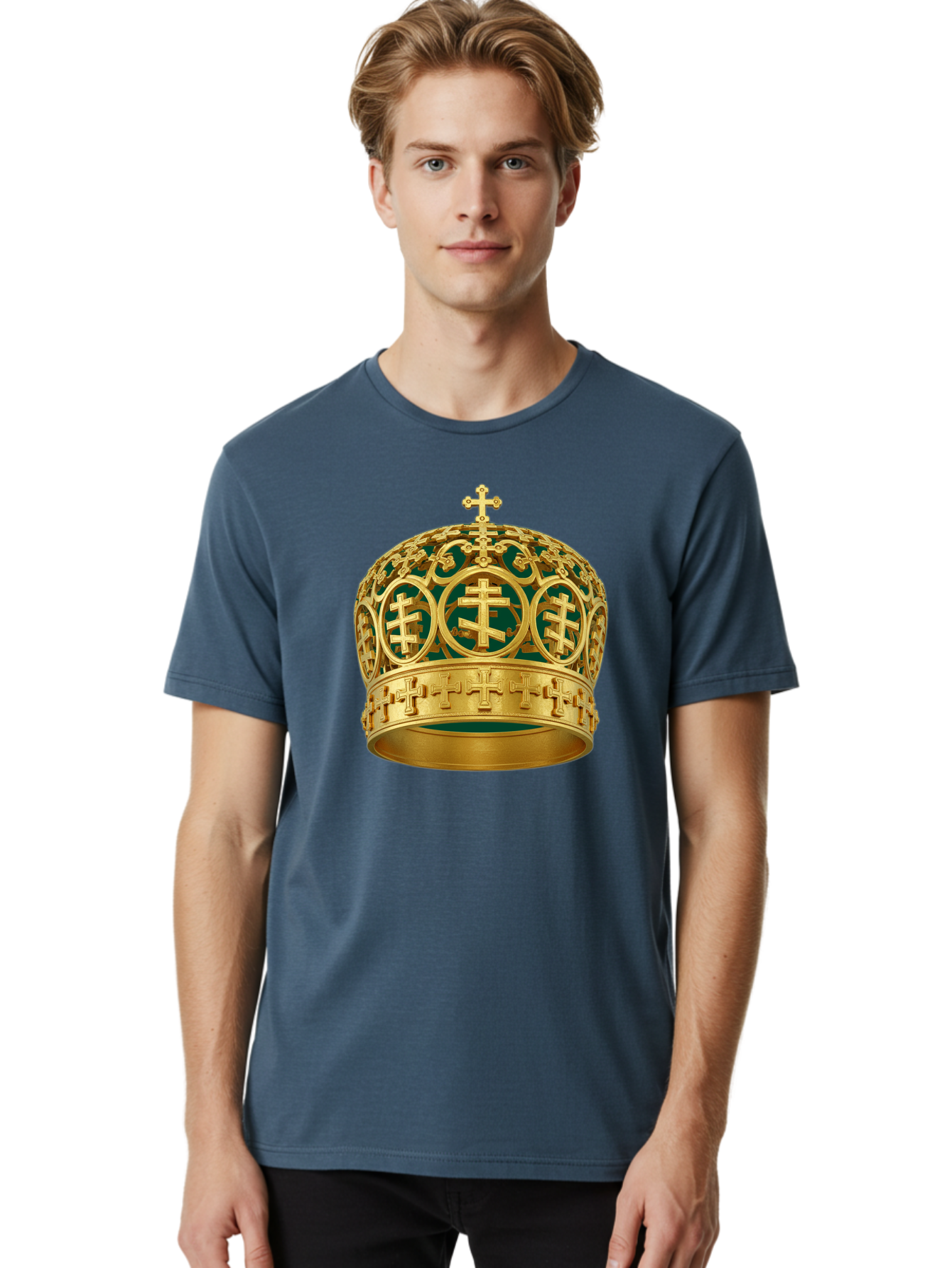 Golden-Cross-Crown Men'S Graphic Tee, 100% Cotton, Comfortable Casual Summer Wear, Machine Washable, Vintage Camera, Old Camera, Antique Camera, Black Camera, Classic Photography, Photography Equipment, Nostalgic Device, Film Camera, Bag549