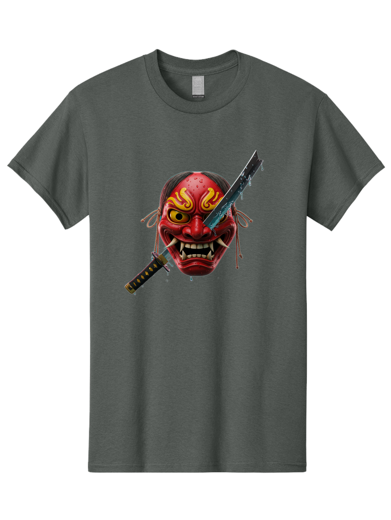 Hannya-Mask-With-Katana Men'S Graphic Tee, 100% Cotton, Comfortable Casual Summer Wear, Machine Washable, Vintage Camera, Old Camera, Antique Camera, Black Camera, Classic Photography, Photography Equipment, Nostalgic Device, Film Camera, Bag581