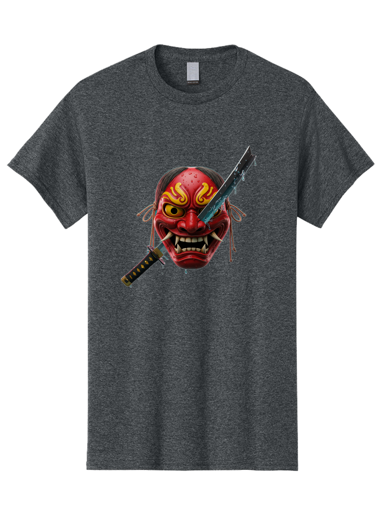 Hannya-Mask-With-Katana Men'S Graphic Tee, 100% Cotton, Comfortable Casual Summer Wear, Machine Washable, Vintage Camera, Old Camera, Antique Camera, Black Camera, Classic Photography, Photography Equipment, Nostalgic Device, Film Camera, Bag581