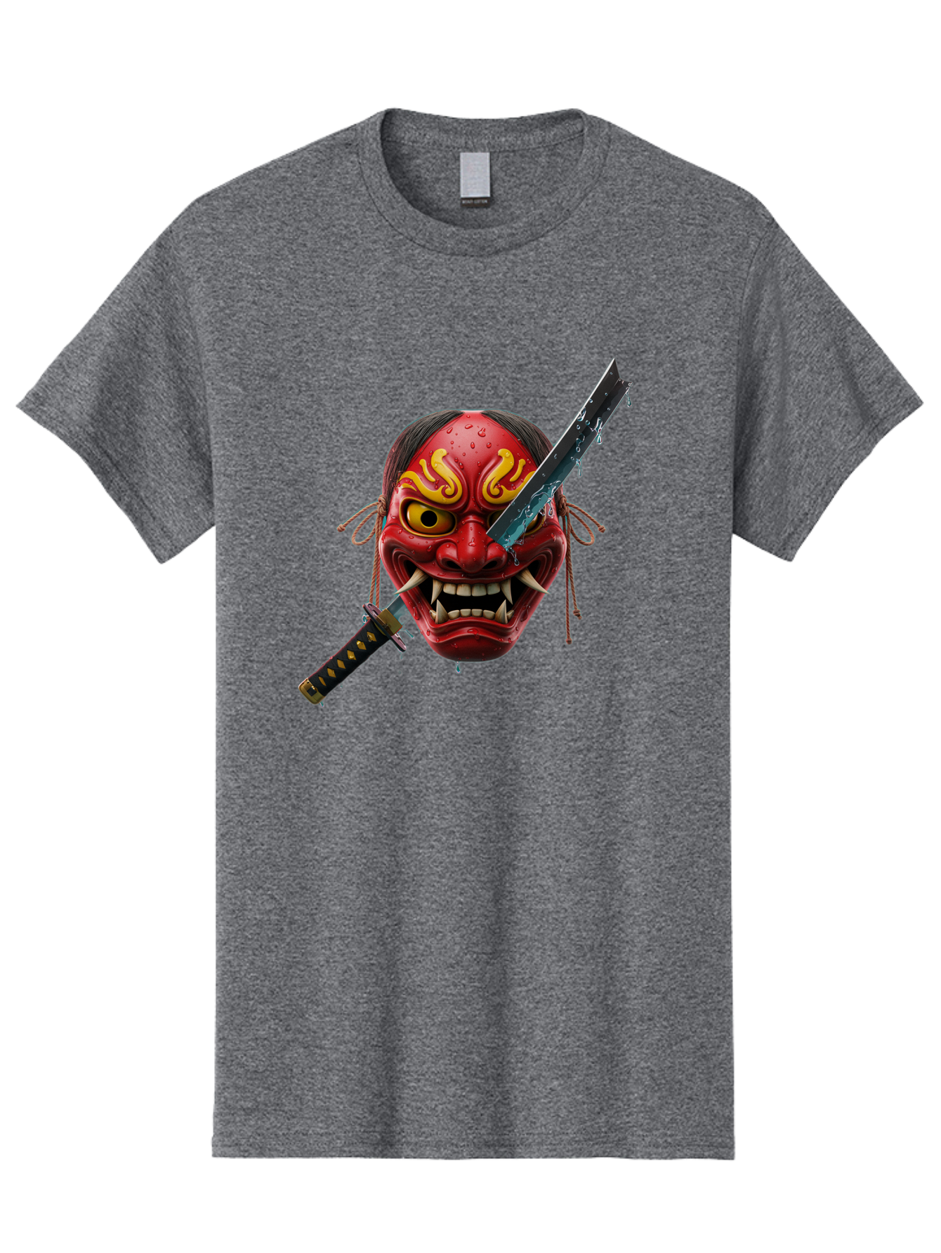 Hannya-Mask-With-Katana Men'S Graphic Tee, 100% Cotton, Comfortable Casual Summer Wear, Machine Washable, Vintage Camera, Old Camera, Antique Camera, Black Camera, Classic Photography, Photography Equipment, Nostalgic Device, Film Camera, Bag581