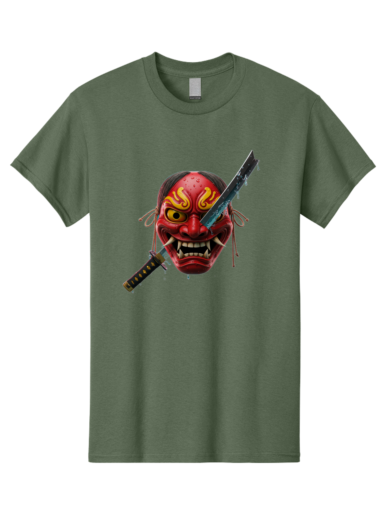 Hannya-Mask-With-Katana Men'S Graphic Tee, 100% Cotton, Comfortable Casual Summer Wear, Machine Washable, Vintage Camera, Old Camera, Antique Camera, Black Camera, Classic Photography, Photography Equipment, Nostalgic Device, Film Camera, Bag581