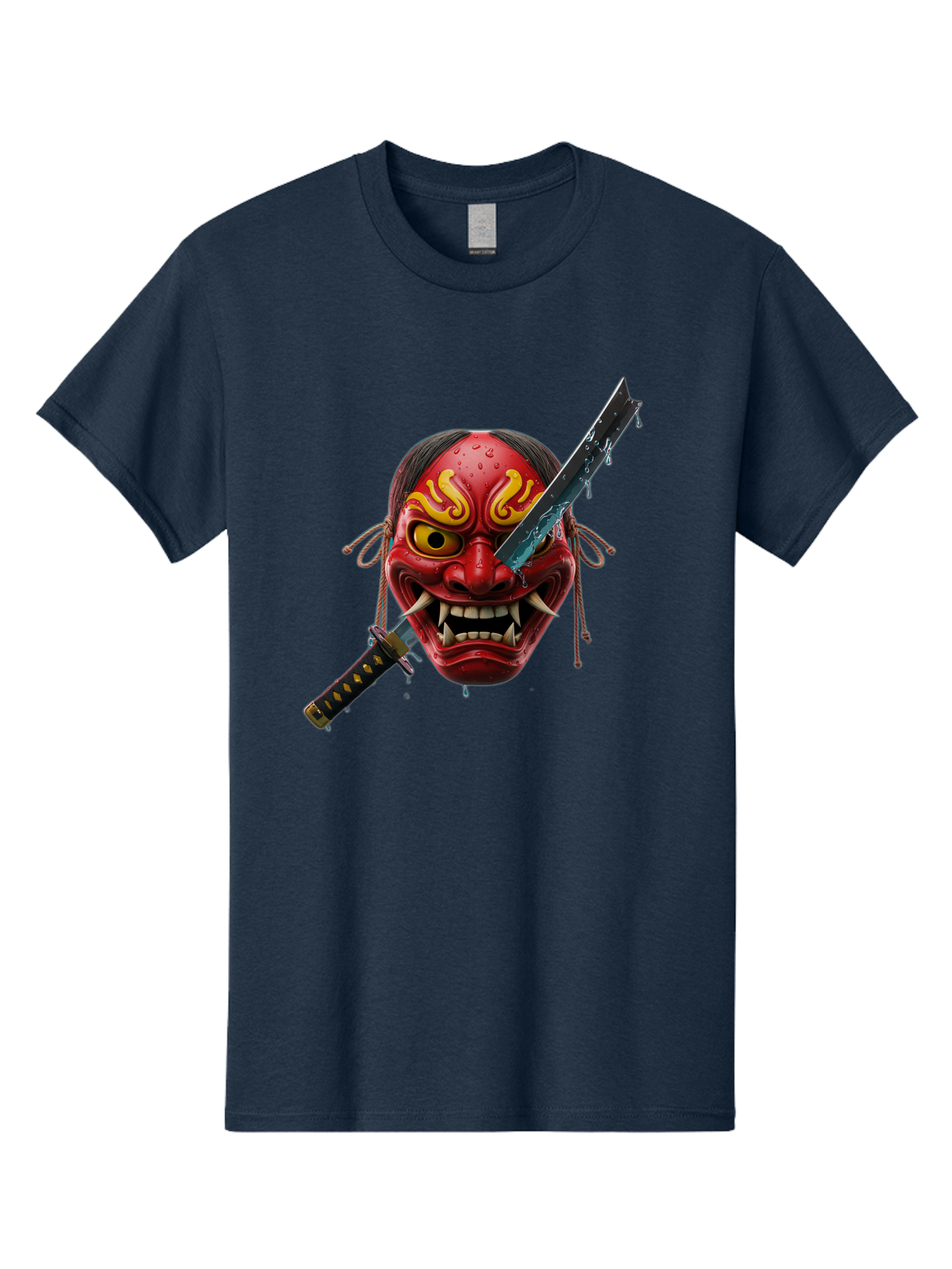 Hannya-Mask-With-Katana Men'S Graphic Tee, 100% Cotton, Comfortable Casual Summer Wear, Machine Washable, Vintage Camera, Old Camera, Antique Camera, Black Camera, Classic Photography, Photography Equipment, Nostalgic Device, Film Camera, Bag581