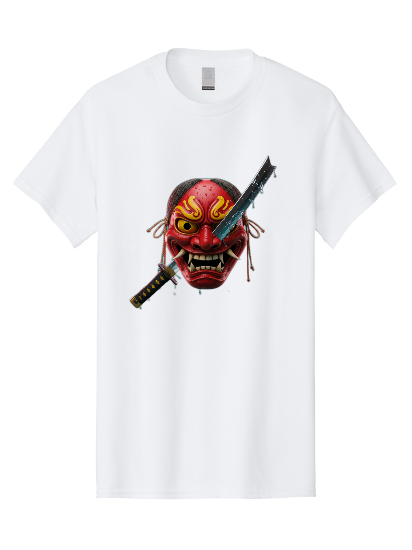 Hannya-Mask-With-Katana Men'S Graphic Tee, 100% Cotton, Comfortable Casual Summer Wear, Machine Washable, Vintage Camera, Old Camera, Antique Camera, Black Camera, Classic Photography, Photography Equipment, Nostalgic Device, Film Camera, Bag581