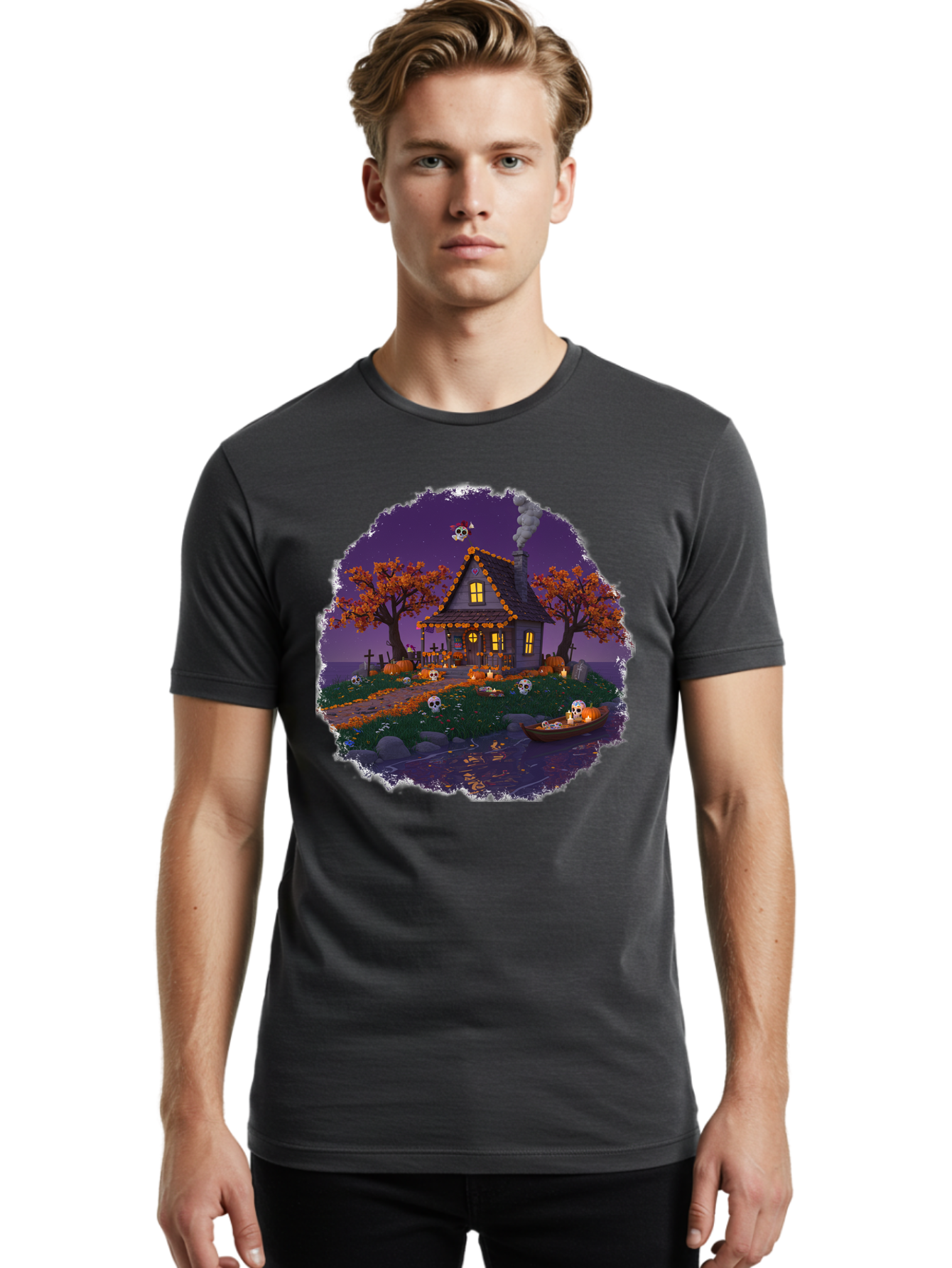 Haunted-House-1 Men'S Graphic Tee, 100% Cotton, Comfortable Casual Summer Wear, Machine Washable, Vintage Camera, Old Camera, Antique Camera, Black Camera, Classic Photography, Photography Equipment, Nostalgic Device, Film Camera, Camera Art Bag583