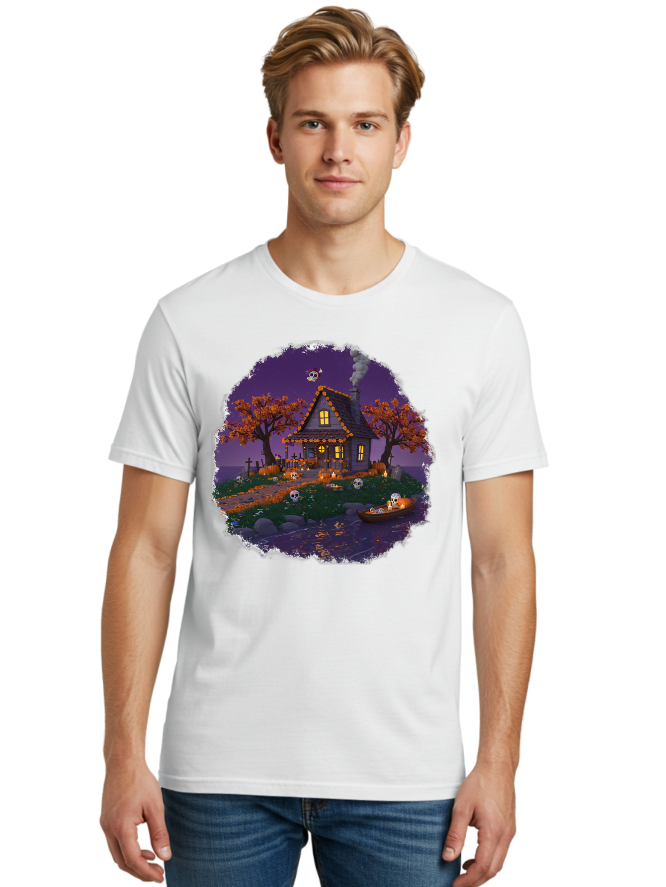 Haunted-House-1 Men'S Graphic Tee, 100% Cotton, Comfortable Casual Summer Wear, Machine Washable, Vintage Camera, Old Camera, Antique Camera, Black Camera, Classic Photography, Photography Equipment, Nostalgic Device, Film Camera, Camera Art Bag583