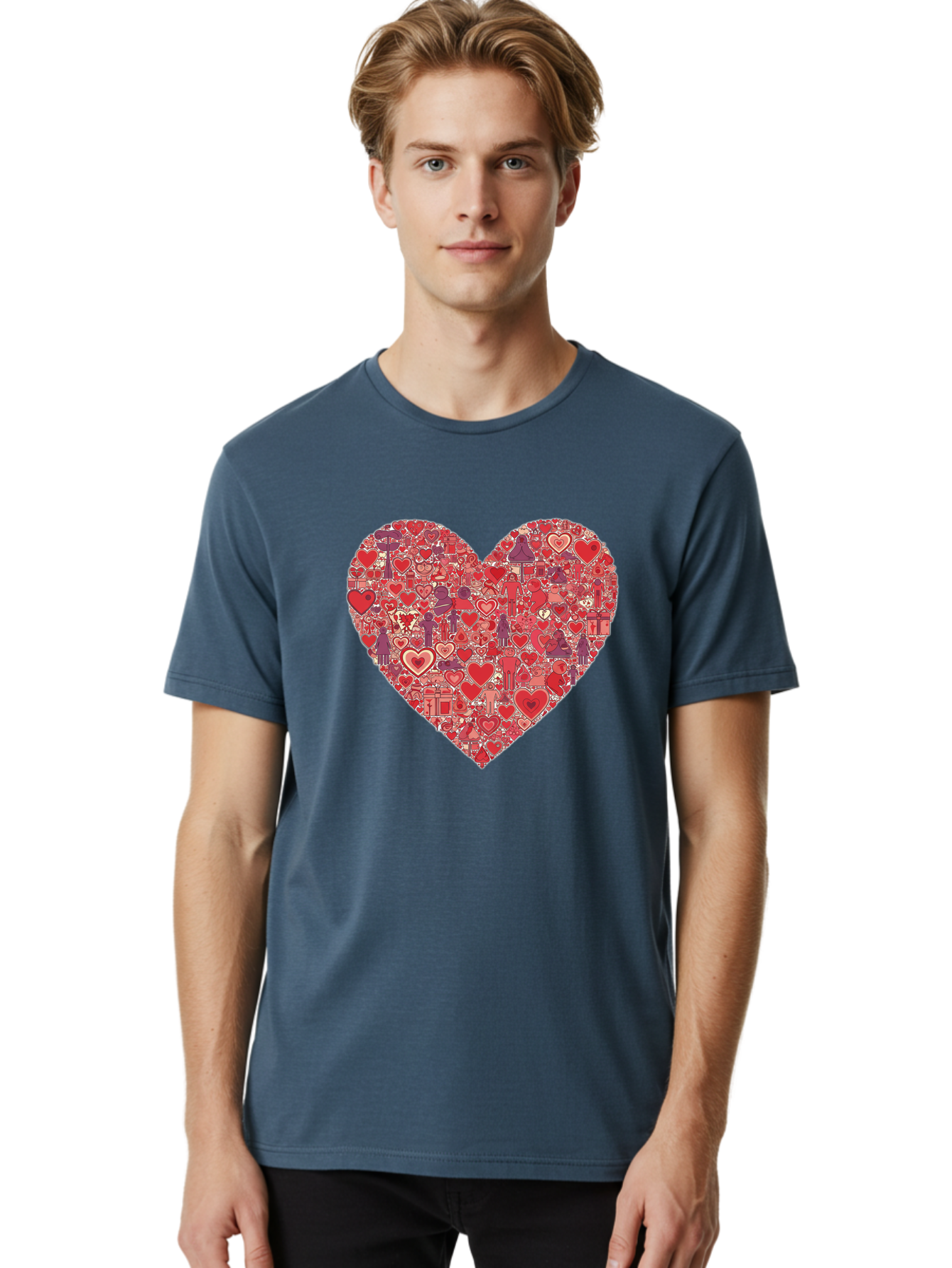 Heart-Collage Men'S Graphic Tee, 100% Cotton, Comfortable Casual Summer Wear, Machine Washable, Vintage Camera, Old Camera, Antique Camera, Black Camera, Classic Photography, Photography Equipment, Nostalgic Device, Film Camera, Camera Art Bag588