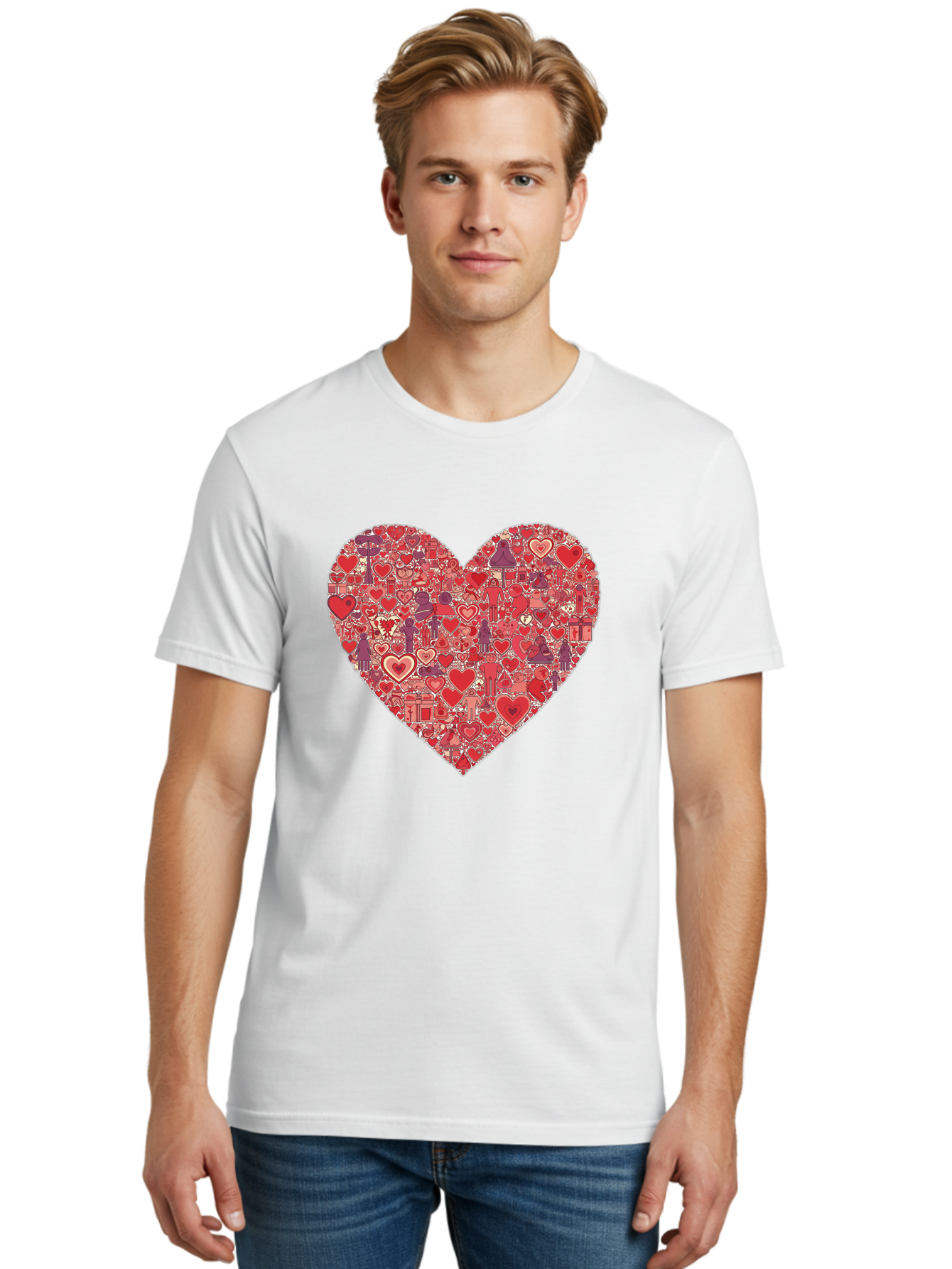 Heart-Collage Men'S Graphic Tee, 100% Cotton, Comfortable Casual Summer Wear, Machine Washable, Vintage Camera, Old Camera, Antique Camera, Black Camera, Classic Photography, Photography Equipment, Nostalgic Device, Film Camera, Camera Art Bag588