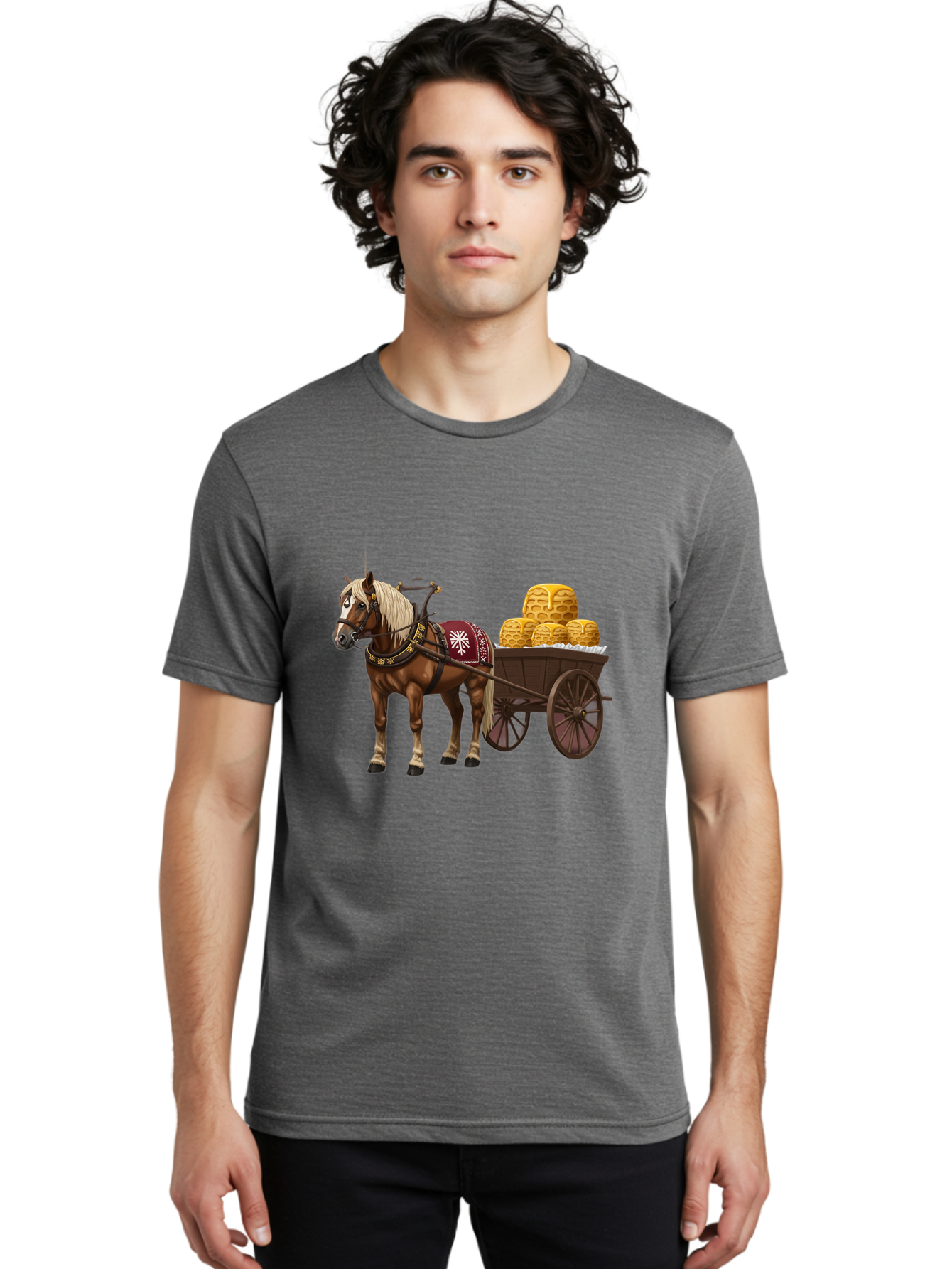 Horse-Drawn-Wagon Men'S Graphic Tee, 100% Cotton, Comfortable Casual Summer Wear, Machine Washable, Vintage Camera, Old Camera, Antique Camera, Black Camera, Classic Photography, Photography Equipment, Nostalgic Device, Film Camera, Camera Art Bag595