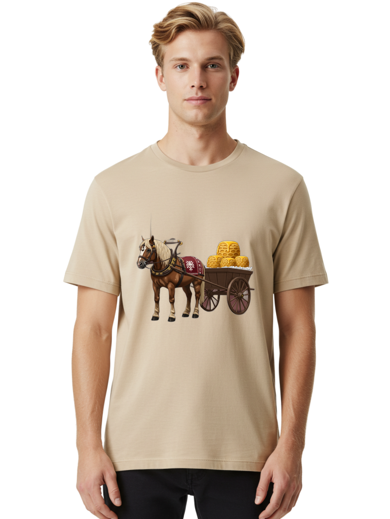 Horse-Drawn-Wagon Men'S Graphic Tee, 100% Cotton, Comfortable Casual Summer Wear, Machine Washable, Vintage Camera, Old Camera, Antique Camera, Black Camera, Classic Photography, Photography Equipment, Nostalgic Device, Film Camera, Camera Art Bag595