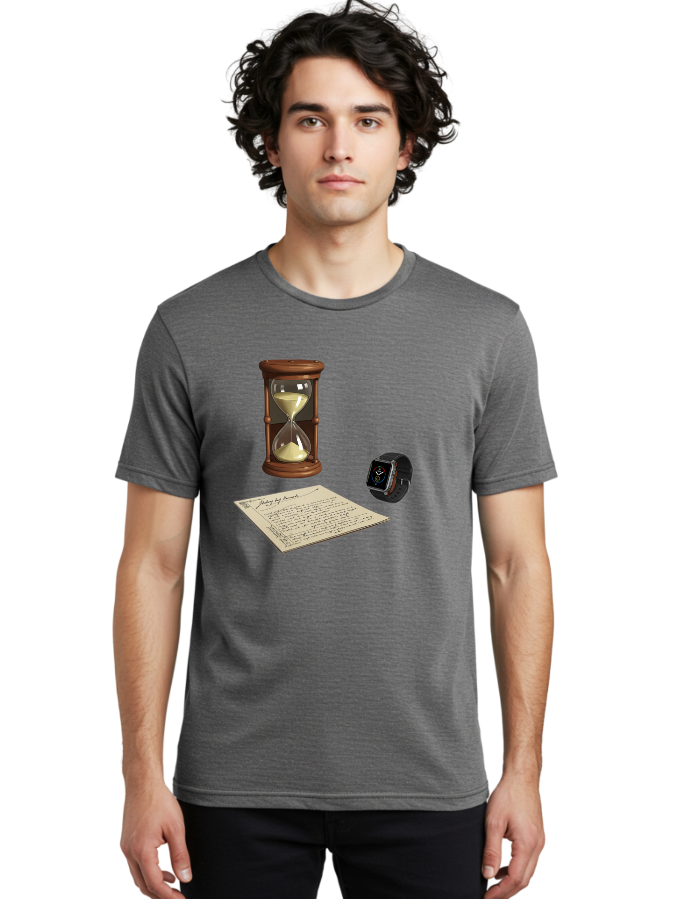 Hourglass-Watch-Letter Men'S Graphic Tee, 100% Cotton, Comfortable Casual Summer Wear, Machine Washable, Vintage Camera, Old Camera, Antique Camera, Black Camera, Classic Photography, Photography Equipment, Nostalgic Device, Film Camera, Bag597