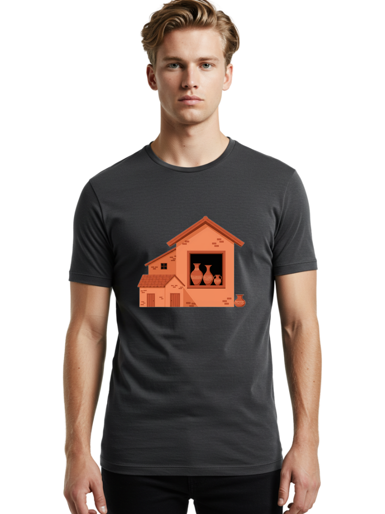 House-With-Vases Men'S Graphic Tee, 100% Cotton, Comfortable Casual Summer Wear, Machine Washable, Vintage Camera, Old Camera, Antique Camera, Black Camera, Classic Photography, Photography Equipment, Nostalgic Device, Film Camera, Camera Art Bag599