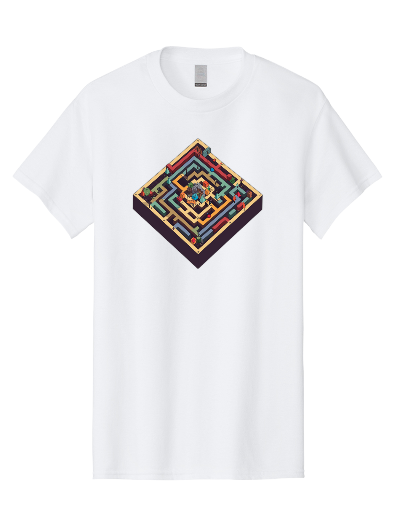 Isometric-Labyrinth Men'S Graphic Tee, 100% Cotton, Comfortable Casual Summer Wear, Machine Washable, Vintage Camera, Old Camera, Antique Camera, Black Camera, Classic Photography, Photography Equipment, Nostalgic Device, Film Camera, Bag620