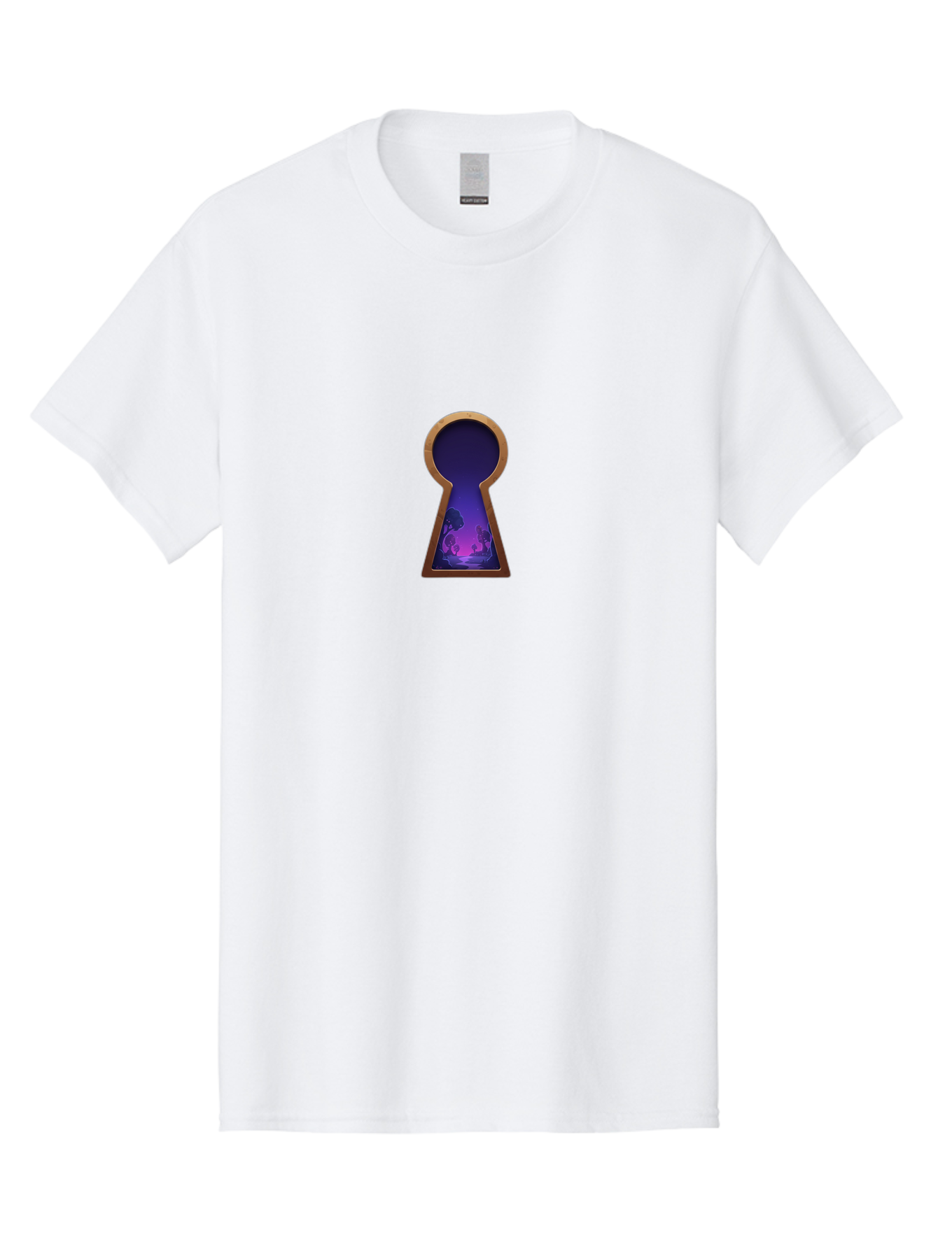 Keyhole-With-Purple-Scenery Men'S Graphic Tee, 100% Cotton, Comfortable Casual Summer Wear, Machine Washable, Vintage Camera, Old Camera, Antique Camera, Black Camera, Classic Photography, Photography Equipment, Nostalgic Device, Film Camera, Bag638