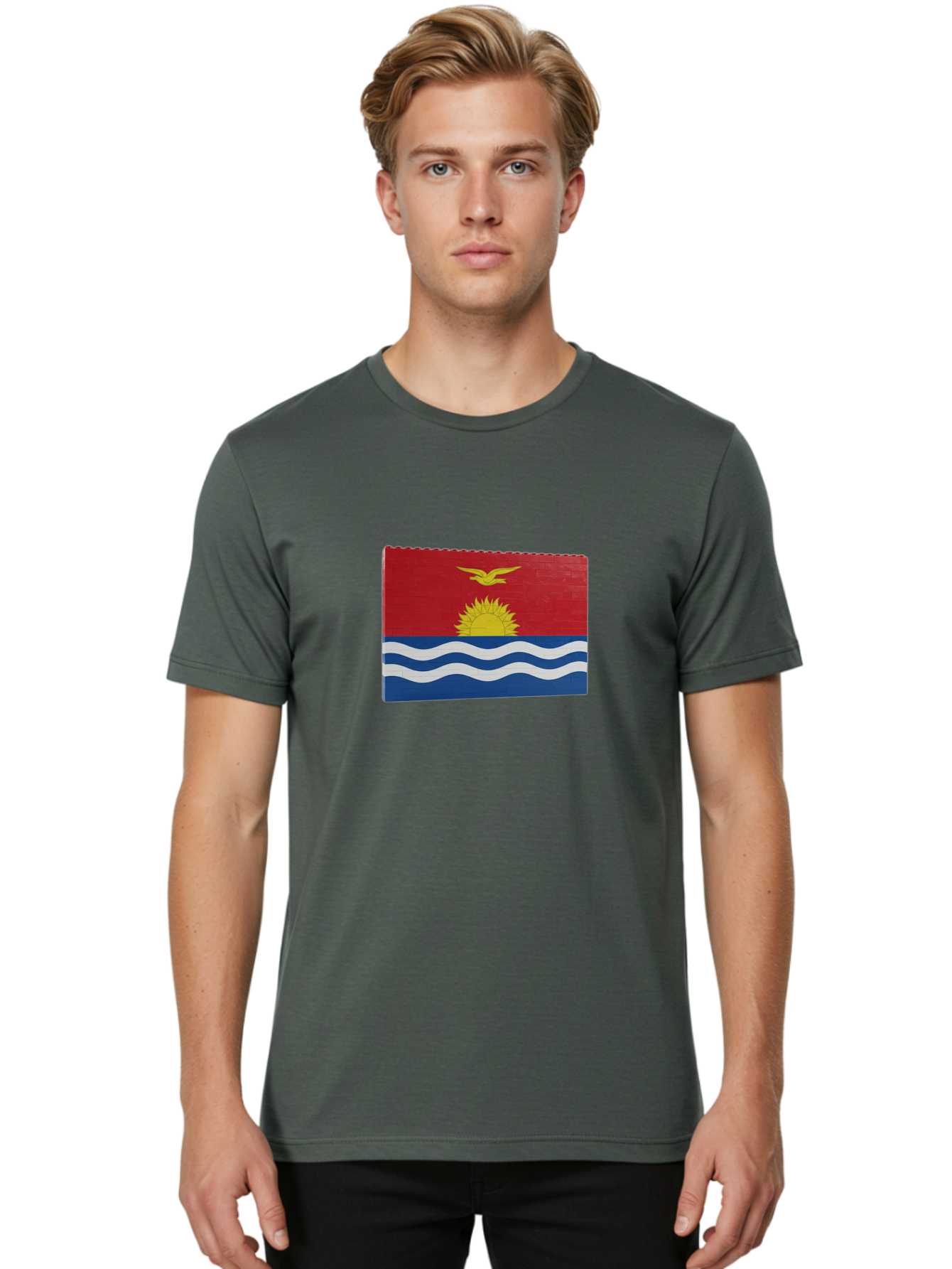 Kiribati-Flag-5 Men'S Graphic Tee, 100% Cotton, Comfortable Casual Summer Wear, Machine Washable, Vintage Camera, Old Camera, Antique Camera, Black Camera, Classic Photography, Photography Equipment, Nostalgic Device, Film Camera, Camera Art Bag647