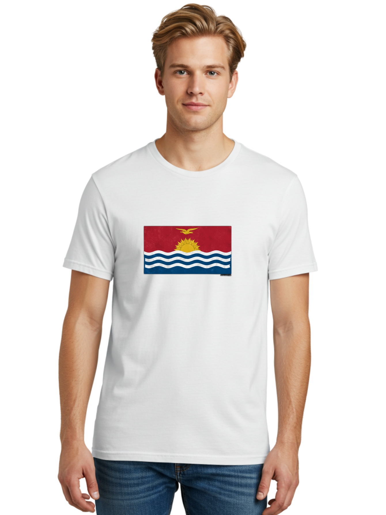 Kiribati-Flag-7 Men'S Graphic Tee, 100% Cotton, Comfortable Casual Summer Wear, Machine Washable, Vintage Camera, Old Camera, Antique Camera, Black Camera, Classic Photography, Photography Equipment, Nostalgic Device, Film Camera, Camera Art Bag649