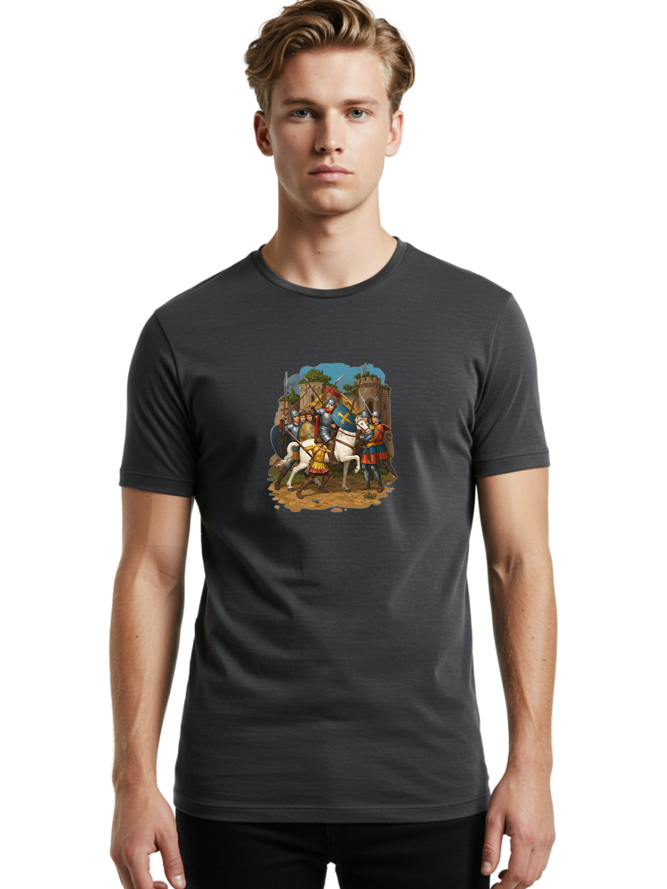 Knights-On-Horseback Men'S Graphic Tee, 100% Cotton, Comfortable Casual Summer Wear, Machine Washable, Vintage Camera, Old Camera, Antique Camera, Black Camera, Classic Photography, Photography Equipment, Nostalgic Device, Film Camera, Bag657