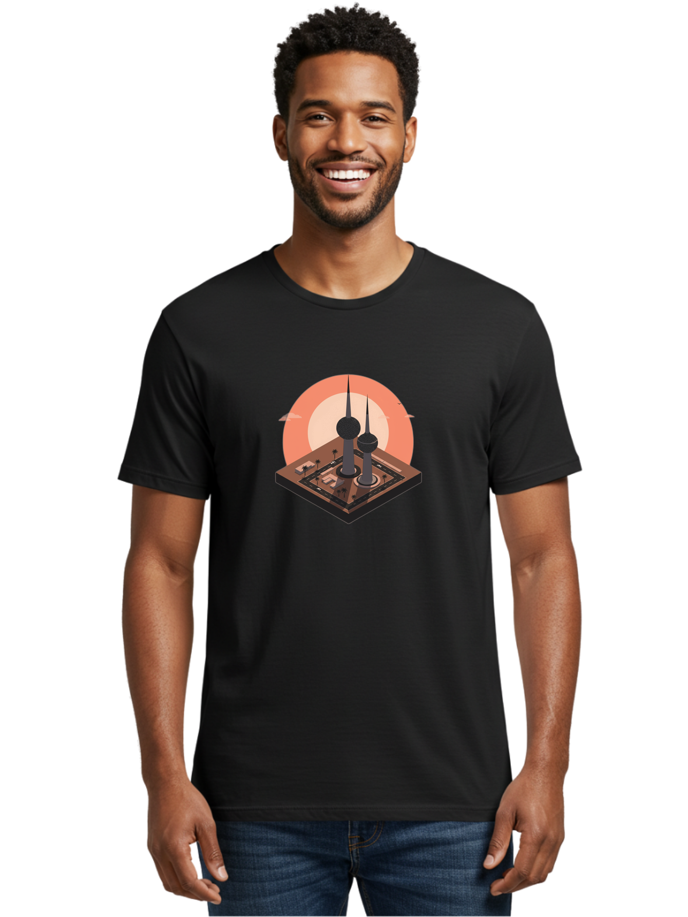 Kuwait-Towers-2 Men'S Graphic Tee, 100% Cotton, Comfortable Casual Summer Wear, Machine Washable, Vintage Camera, Old Camera, Antique Camera, Black Camera, Classic Photography, Photography Equipment, Nostalgic Device, Film Camera, Camera Art Bag669