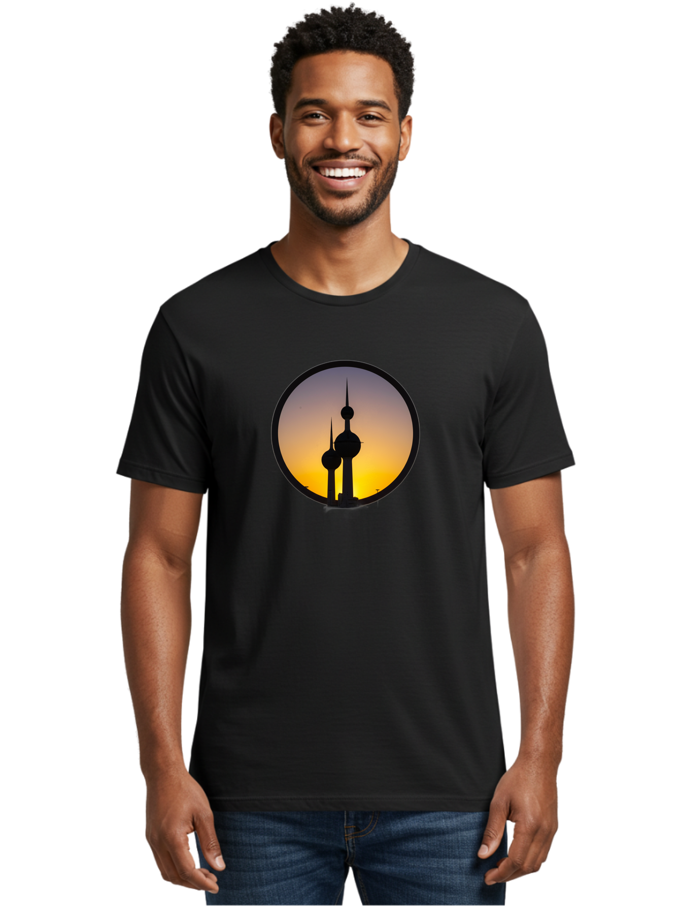 Kuwait-Towers-4 Men'S Graphic Tee, 100% Cotton, Comfortable Casual Summer Wear, Machine Washable, Vintage Camera, Old Camera, Antique Camera, Black Camera, Classic Photography, Photography Equipment, Nostalgic Device, Film Camera, Camera Art Bag671