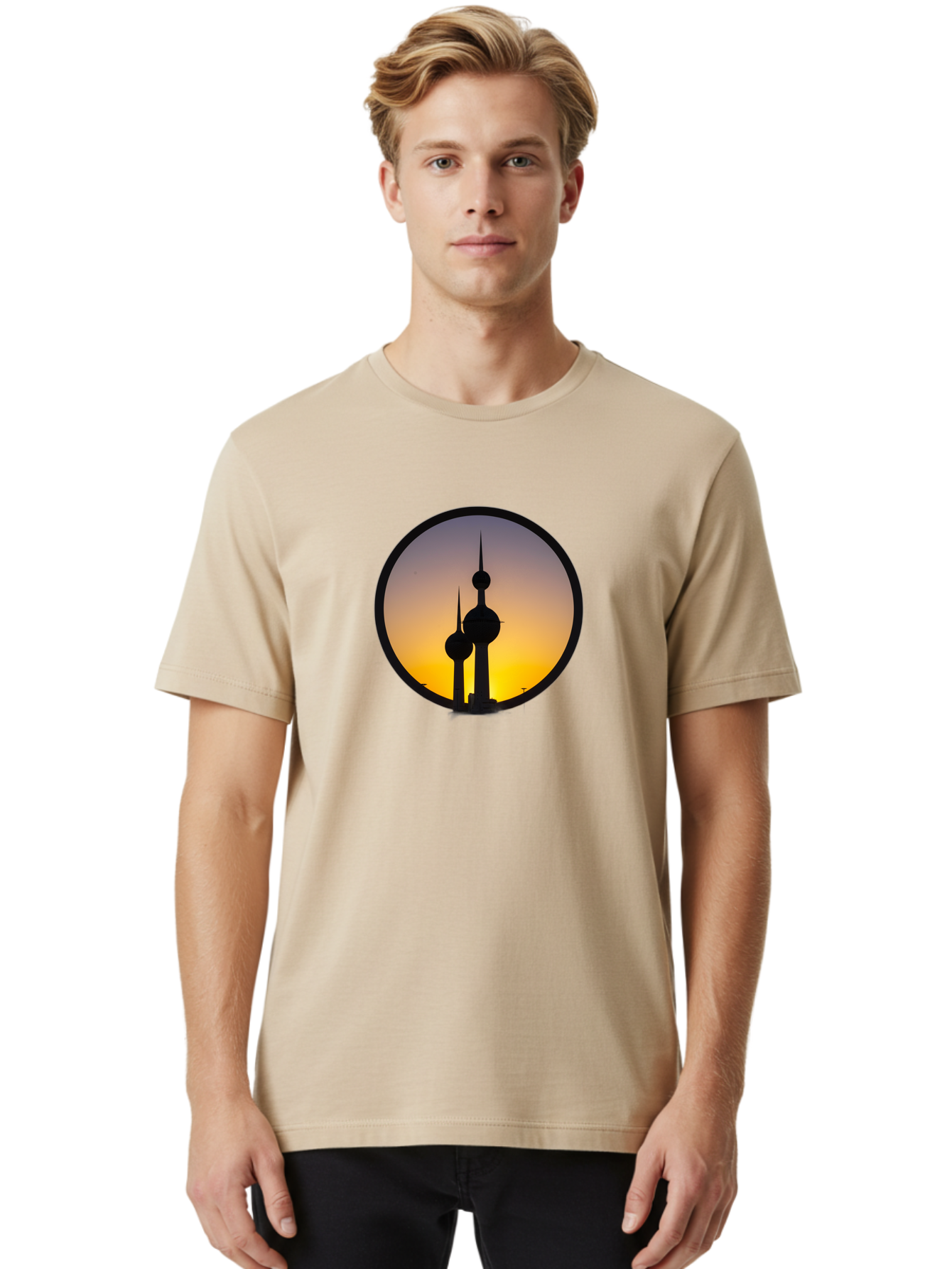 Kuwait-Towers-4 Men'S Graphic Tee, 100% Cotton, Comfortable Casual Summer Wear, Machine Washable, Vintage Camera, Old Camera, Antique Camera, Black Camera, Classic Photography, Photography Equipment, Nostalgic Device, Film Camera, Camera Art Bag671