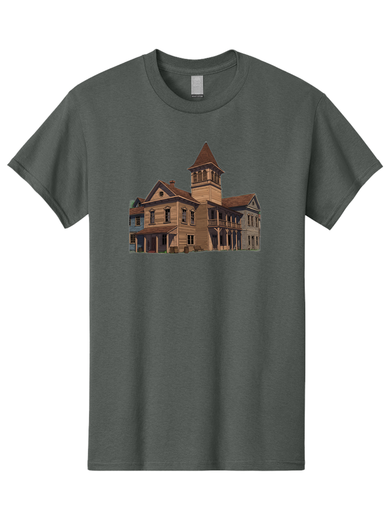 Large-Building-With-Tower Men'S Graphic Tee, 100% Cotton, Comfortable Casual Summer Wear, Machine Washable, Vintage Camera, Old Camera, Antique Camera, Black Camera, Classic Photography, Photography Equipment, Nostalgic Device, Film Camera, Bag680