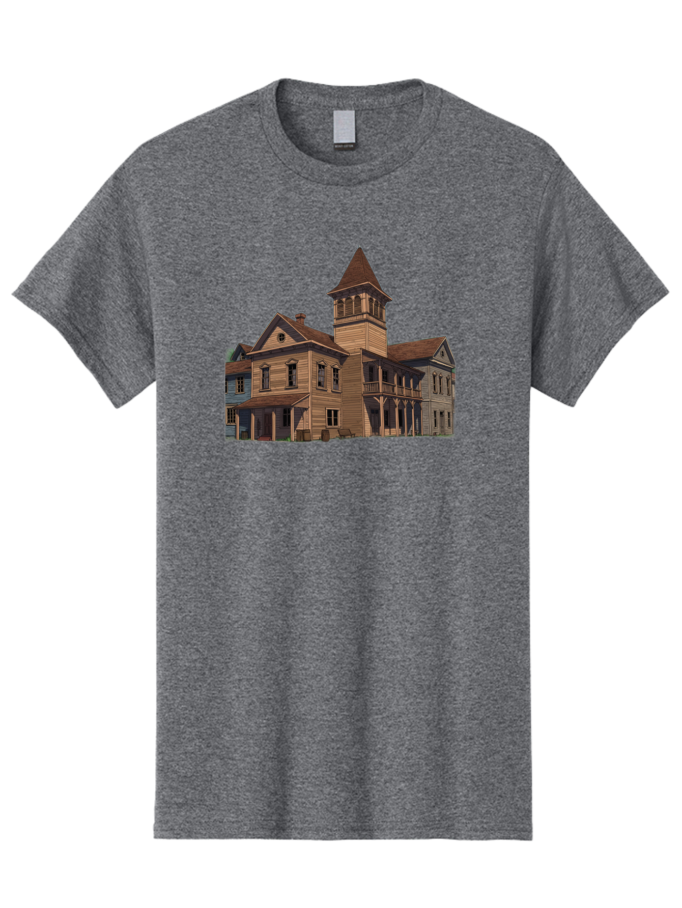 Large-Building-With-Tower Men'S Graphic Tee, 100% Cotton, Comfortable Casual Summer Wear, Machine Washable, Vintage Camera, Old Camera, Antique Camera, Black Camera, Classic Photography, Photography Equipment, Nostalgic Device, Film Camera, Bag680
