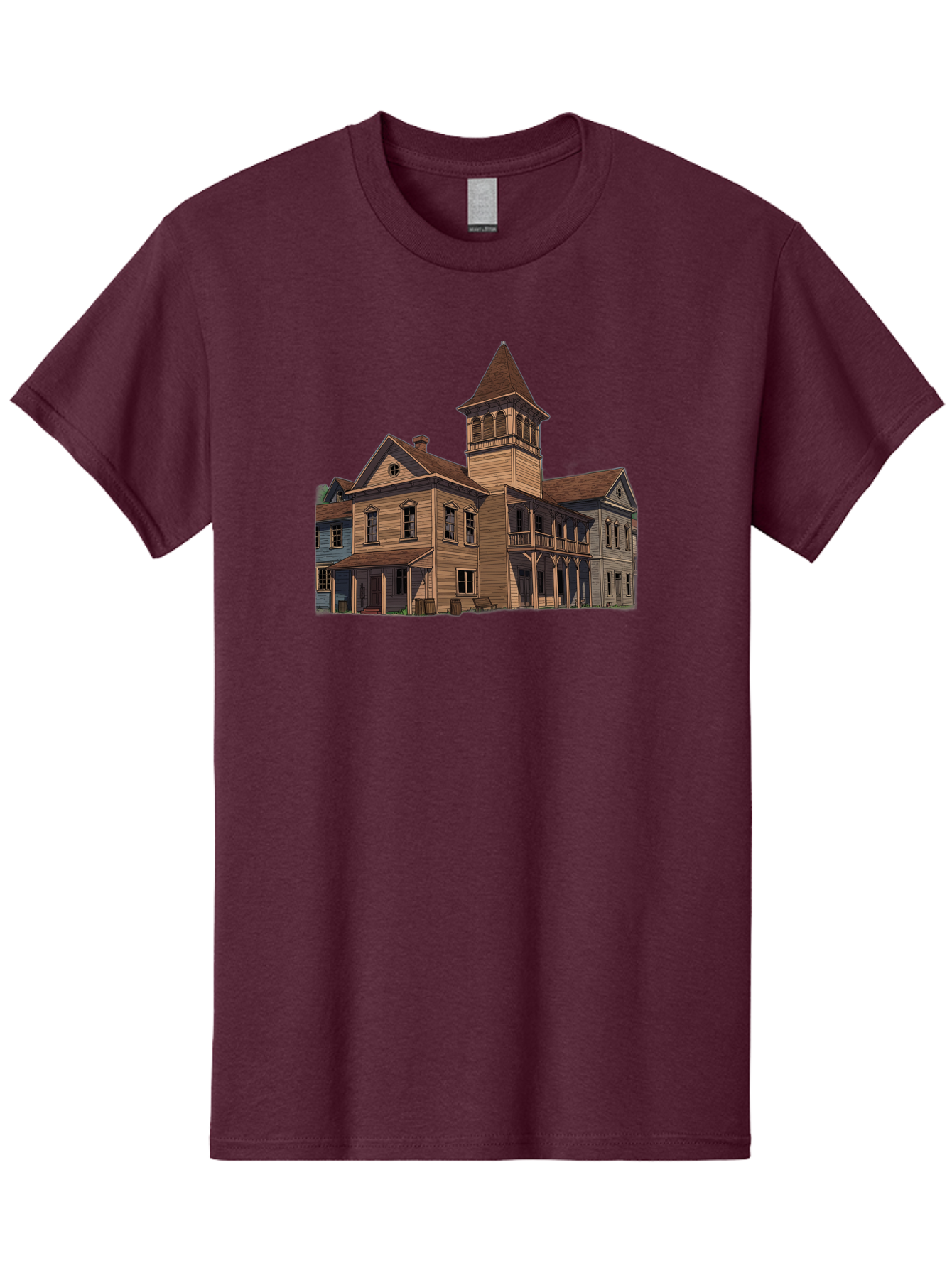 Large-Building-With-Tower Men'S Graphic Tee, 100% Cotton, Comfortable Casual Summer Wear, Machine Washable, Vintage Camera, Old Camera, Antique Camera, Black Camera, Classic Photography, Photography Equipment, Nostalgic Device, Film Camera, Bag680