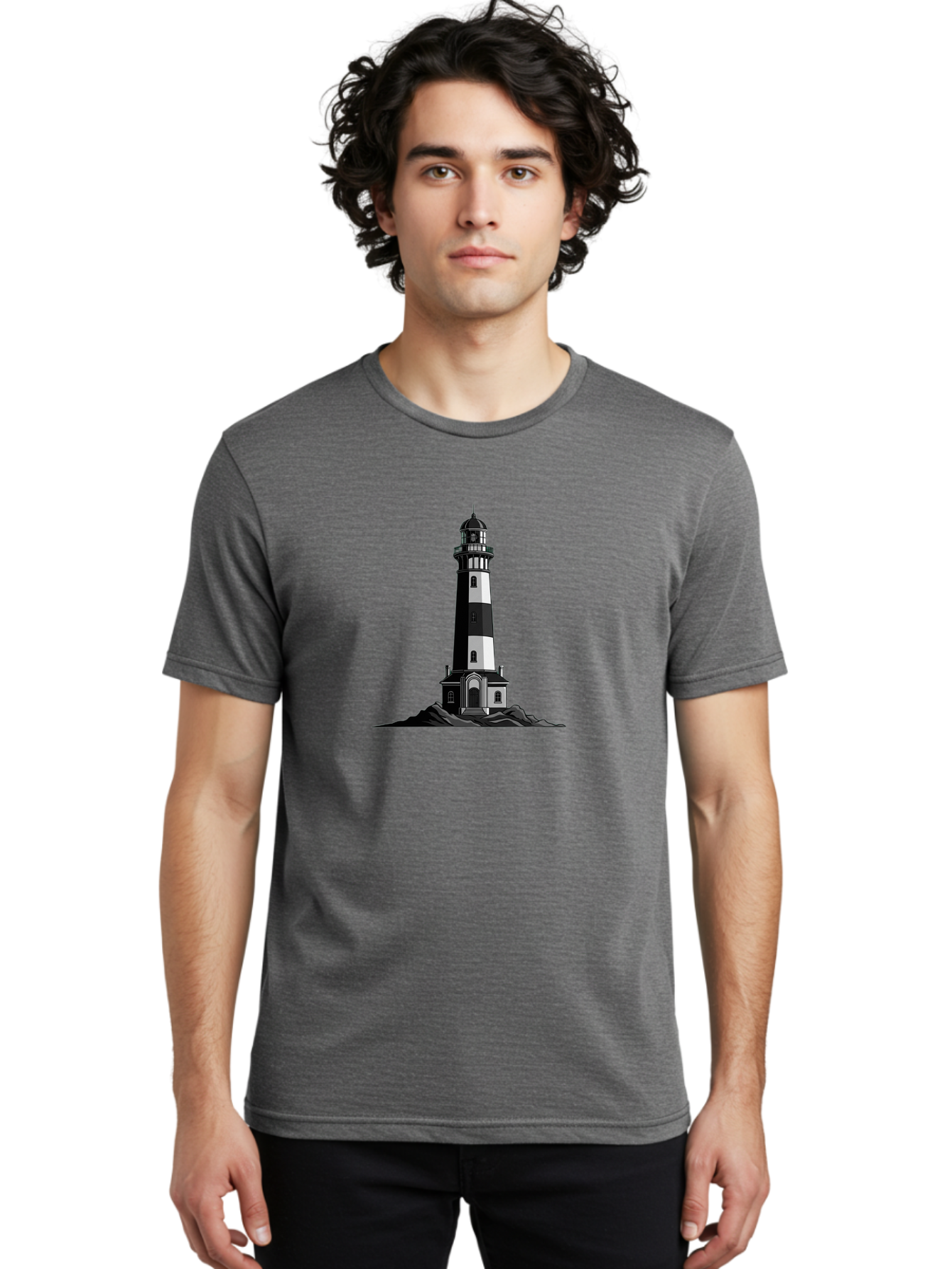 Lighthouse-11 Men'S Graphic Tee, 100% Cotton, Comfortable Casual Summer Wear, Machine Washable, Vintage Camera, Old Camera, Antique Camera, Black Camera, Classic Photography, Photography Equipment, Nostalgic Device, Film Camera, Camera Art Bag700