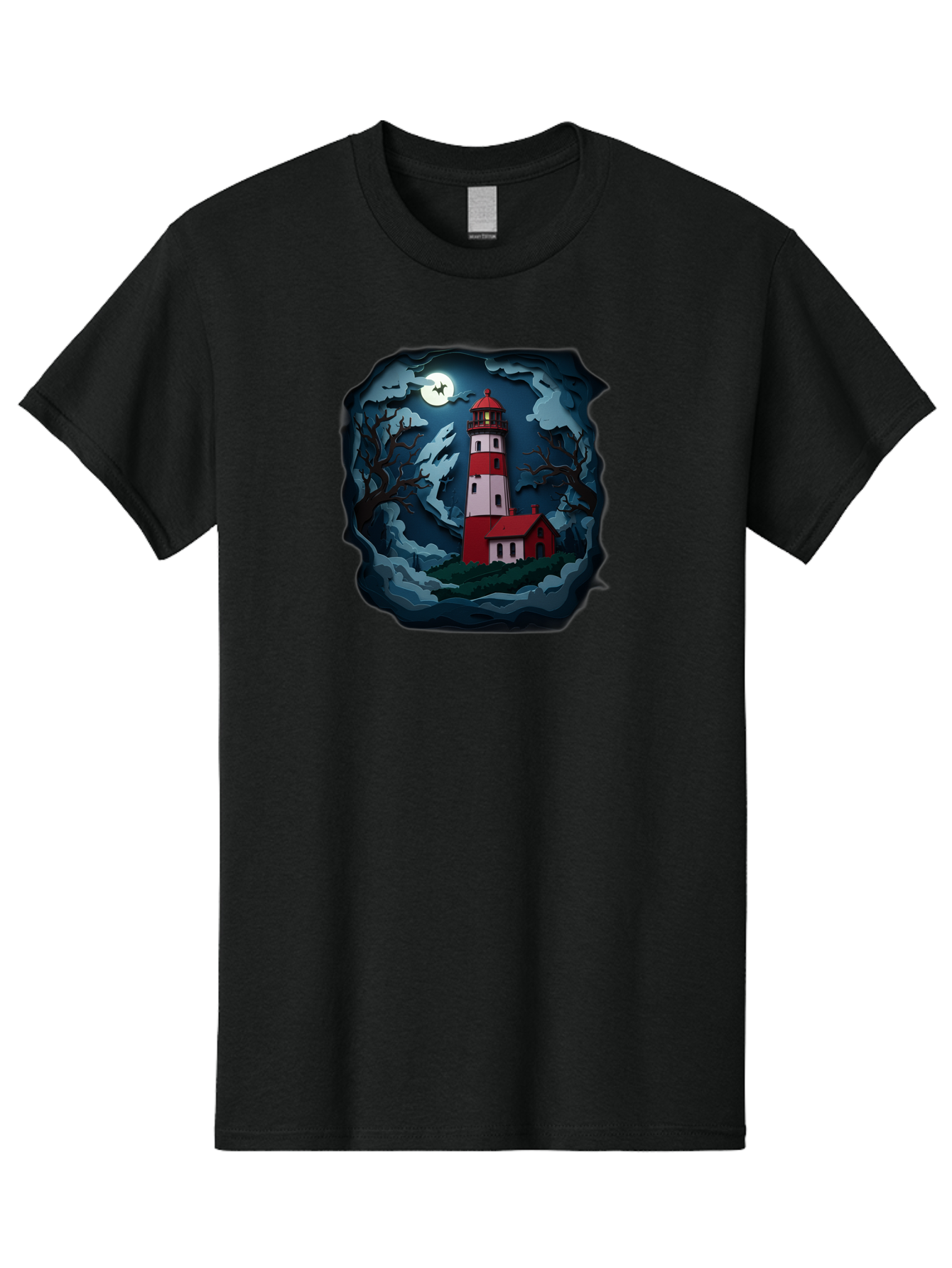 Lighthouse-At-Night Men'S Graphic Tee, 100% Cotton, Comfortable Casual Summer Wear, Machine Washable, Vintage Camera, Old Camera, Antique Camera, Black Camera, Classic Photography, Photography Equipment, Nostalgic Device, Film Camera, Bag715