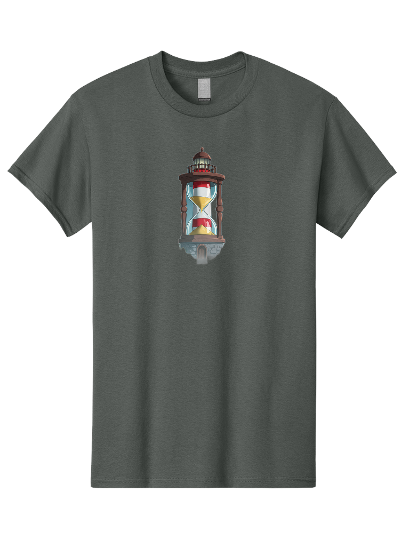 Lighthouse-Hourglass Men'S Graphic Tee, 100% Cotton, Comfortable Casual Summer Wear, Machine Washable, Vintage Camera, Old Camera, Antique Camera, Black Camera, Classic Photography, Photography Equipment, Nostalgic Device, Film Camera, Bag718