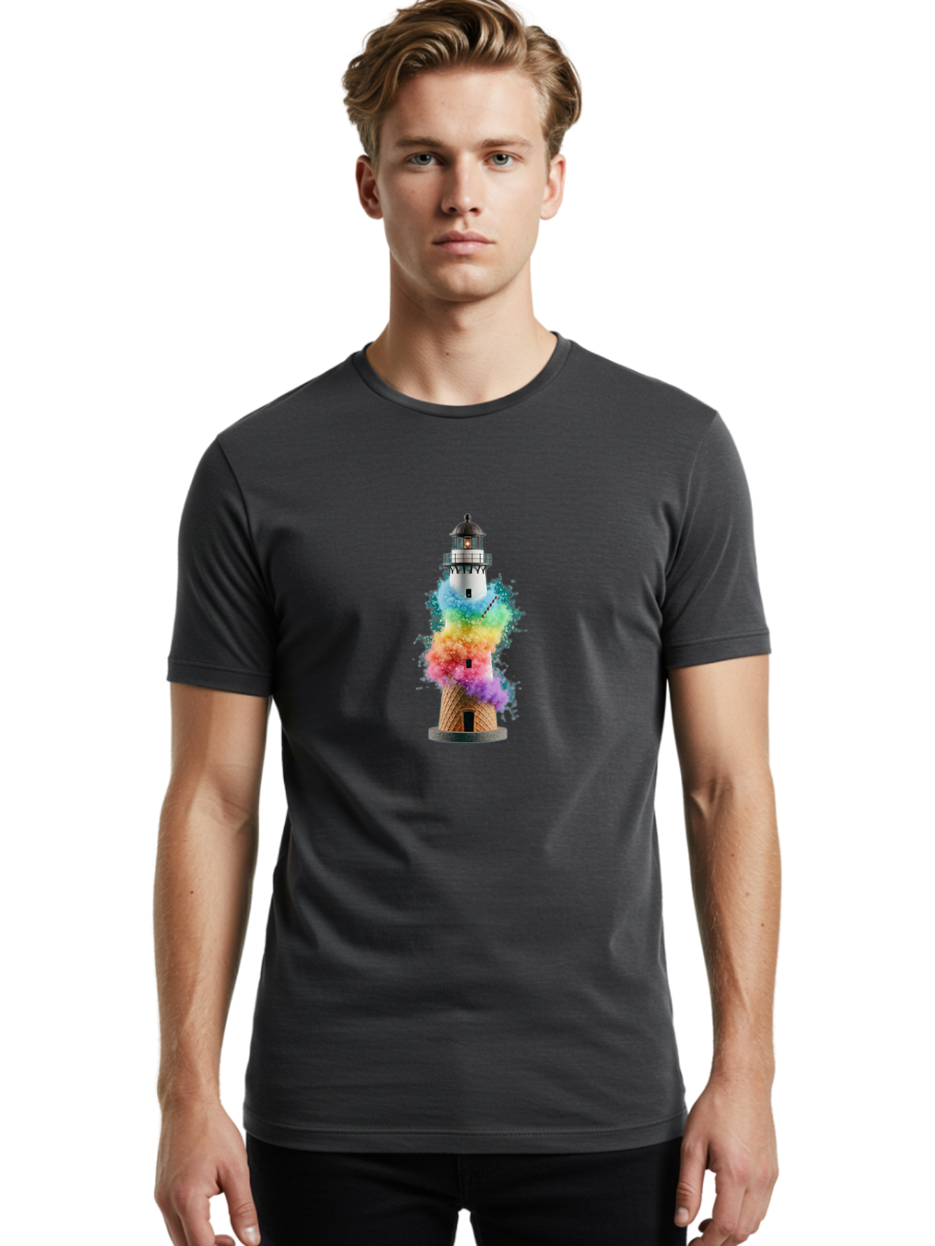 Lighthouse-Ice-Cream Men'S Graphic Tee, 100% Cotton, Comfortable Casual Summer Wear, Machine Washable, Vintage Camera, Old Camera, Antique Camera, Black Camera, Classic Photography, Photography Equipment, Nostalgic Device, Film Camera, Bag719