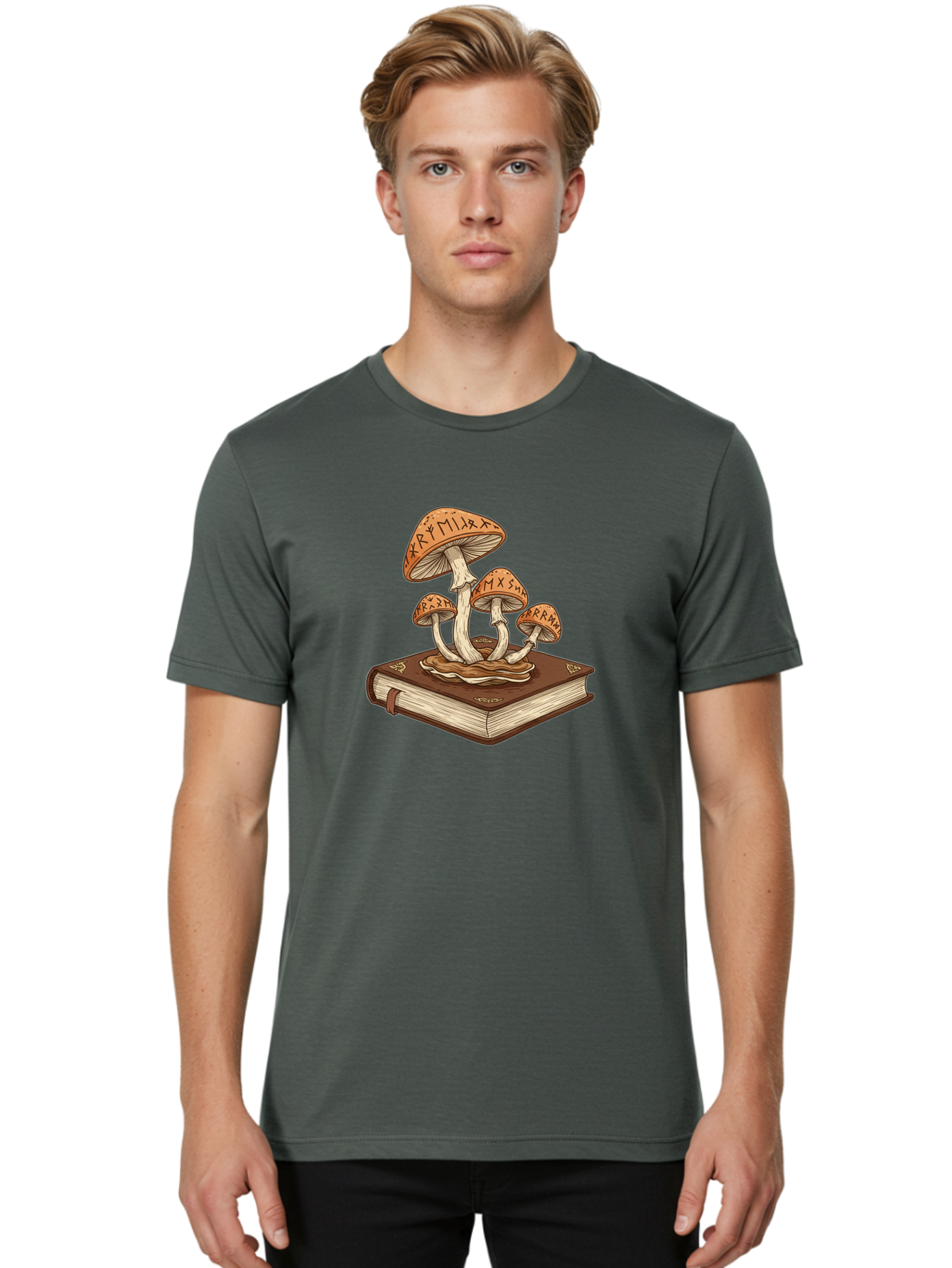 Magic-Mushrooms-On-Book Men'S Graphic Tee, 100% Cotton, Comfortable Casual Summer Wear, Machine Washable, Vintage Camera, Old Camera, Antique Camera, Black Camera, Classic Photography, Photography Equipment, Nostalgic Device, Film Camera, Bag741