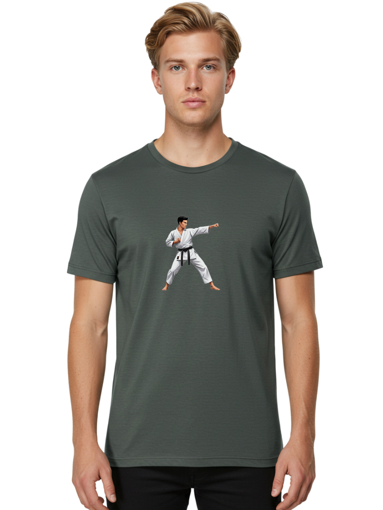 Man-In-Karate-Pose Men'S Graphic Tee, 100% Cotton, Comfortable Casual Summer Wear, Machine Washable, Vintage Camera, Old Camera, Antique Camera, Black Camera, Classic Photography, Photography Equipment, Nostalgic Device, Film Camera, Bag745