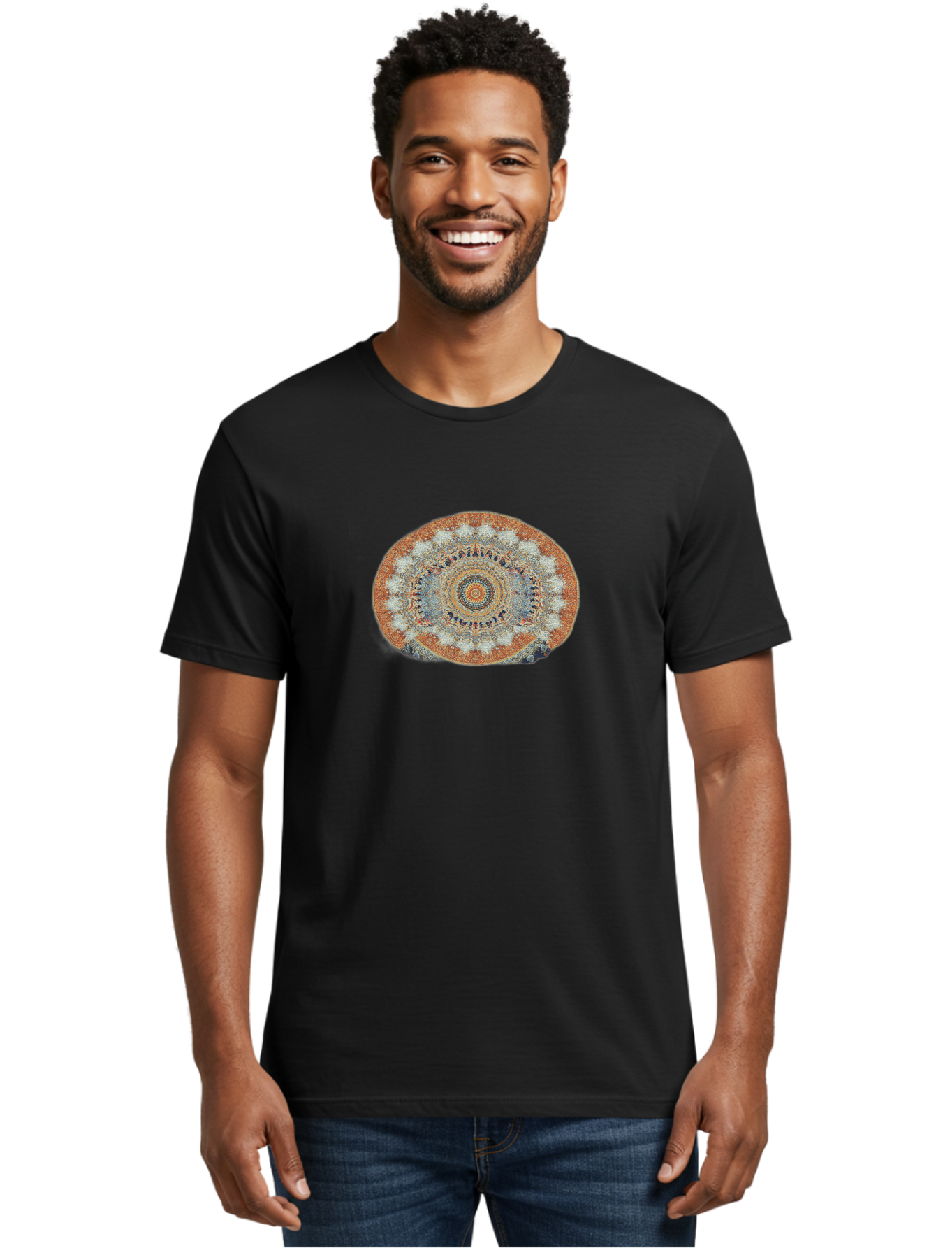 Mandala-Rug Men'S Graphic Tee, 100% Cotton, Comfortable Casual Summer Wear, Machine Washable, Vintage Camera, Old Camera, Antique Camera, Black Camera, Classic Photography, Photography Equipment, Nostalgic Device, Film Camera, Camera Art Bag754