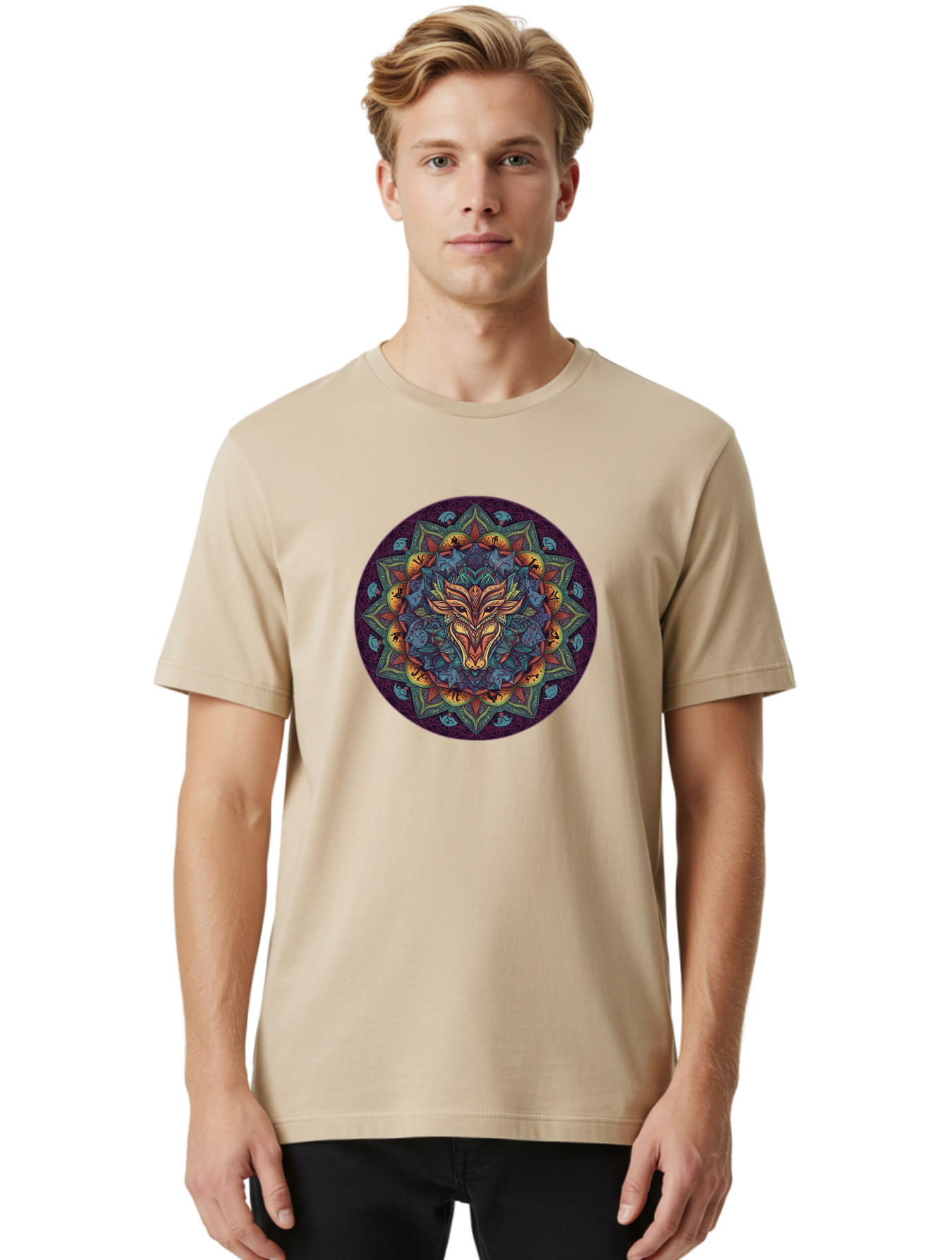 Mandala-Wolf Men'S Graphic Tee, 100% Cotton, Comfortable Casual Summer Wear, Machine Washable, Vintage Camera, Old Camera, Antique Camera, Black Camera, Classic Photography, Photography Equipment, Nostalgic Device, Film Camera, Camera Art Bag755