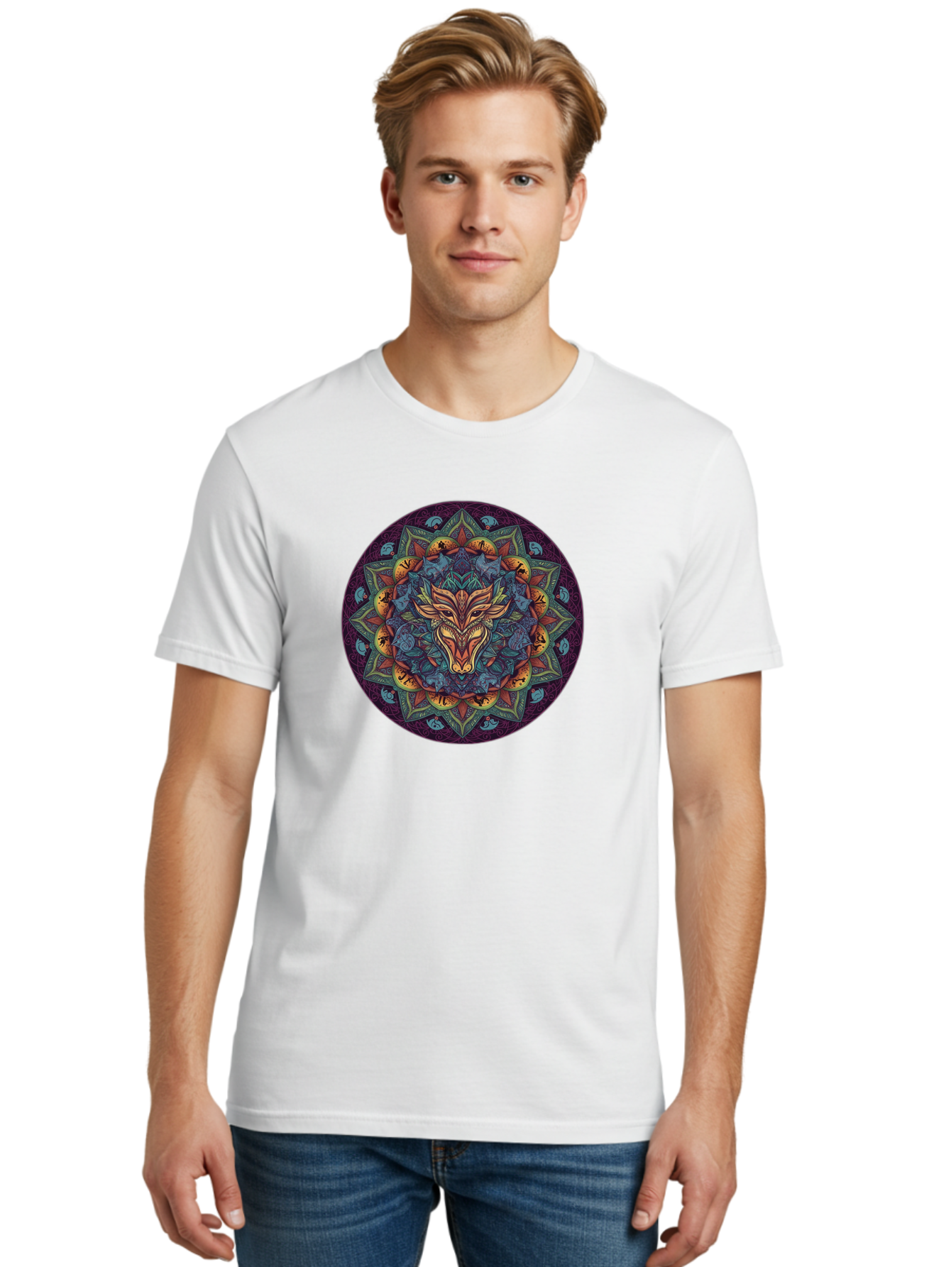 Mandala-Wolf Men'S Graphic Tee, 100% Cotton, Comfortable Casual Summer Wear, Machine Washable, Vintage Camera, Old Camera, Antique Camera, Black Camera, Classic Photography, Photography Equipment, Nostalgic Device, Film Camera, Camera Art Bag755