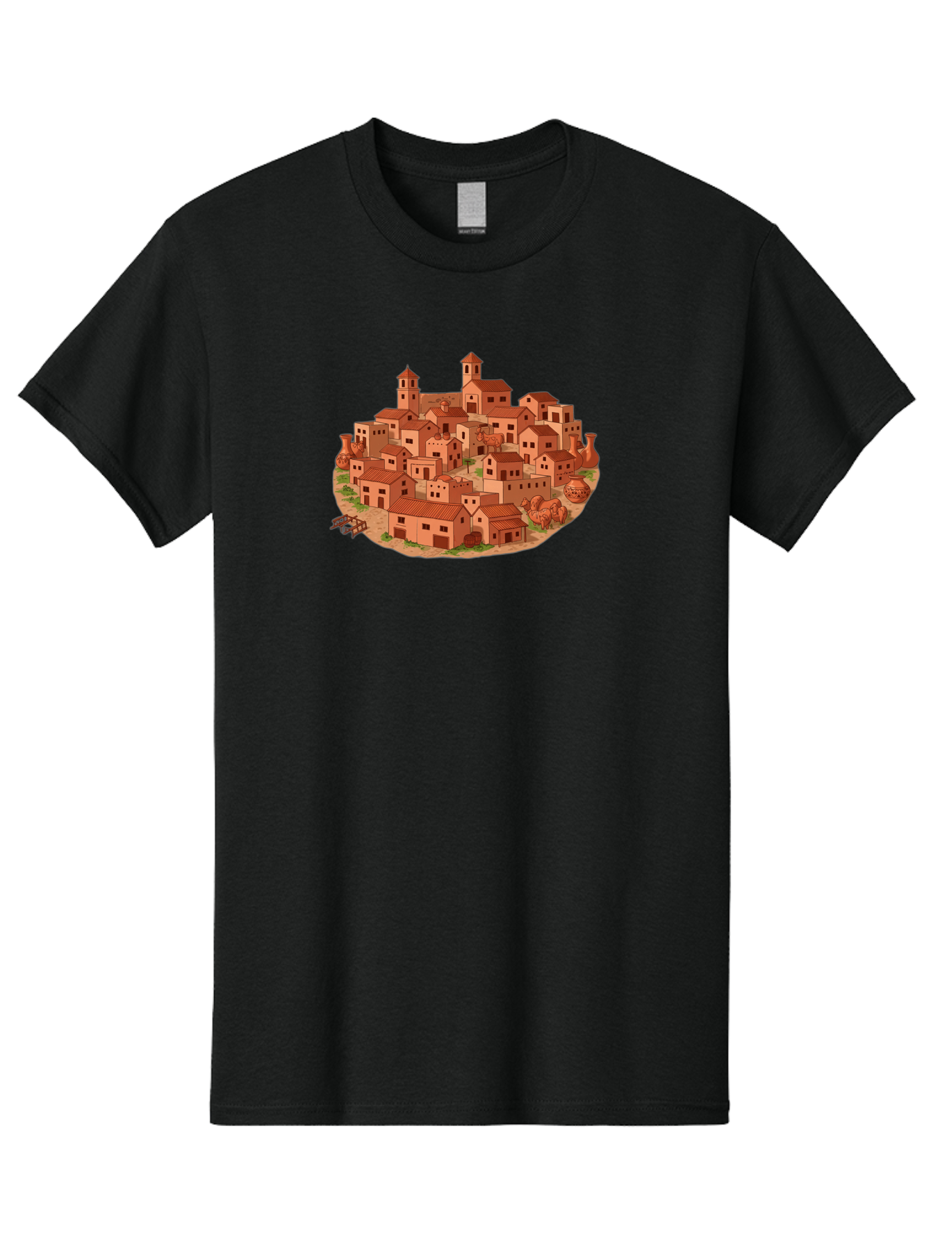 Medieval-Village-1 Men'S Graphic Tee, 100% Cotton, Comfortable Casual Summer Wear, Machine Washable, Vintage Camera, Old Camera, Antique Camera, Black Camera, Classic Photography, Photography Equipment, Nostalgic Device, Film Camera, Bag768