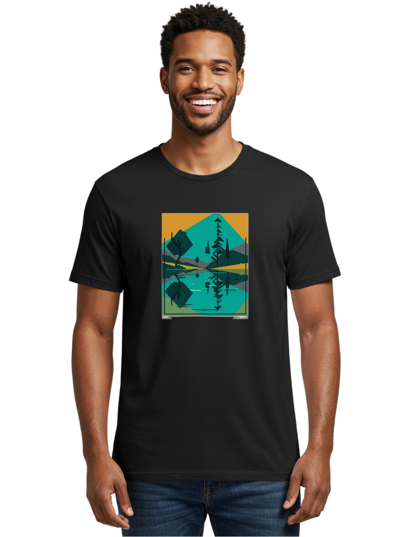 Mountain-Lake-Landscape Men'S Graphic Tee, 100% Cotton, Comfortable Casual Summer Wear, Machine Washable, Vintage Camera, Old Camera, Antique Camera, Black Camera, Classic Photography, Photography Equipment, Nostalgic Device, Film Camera, Bag821