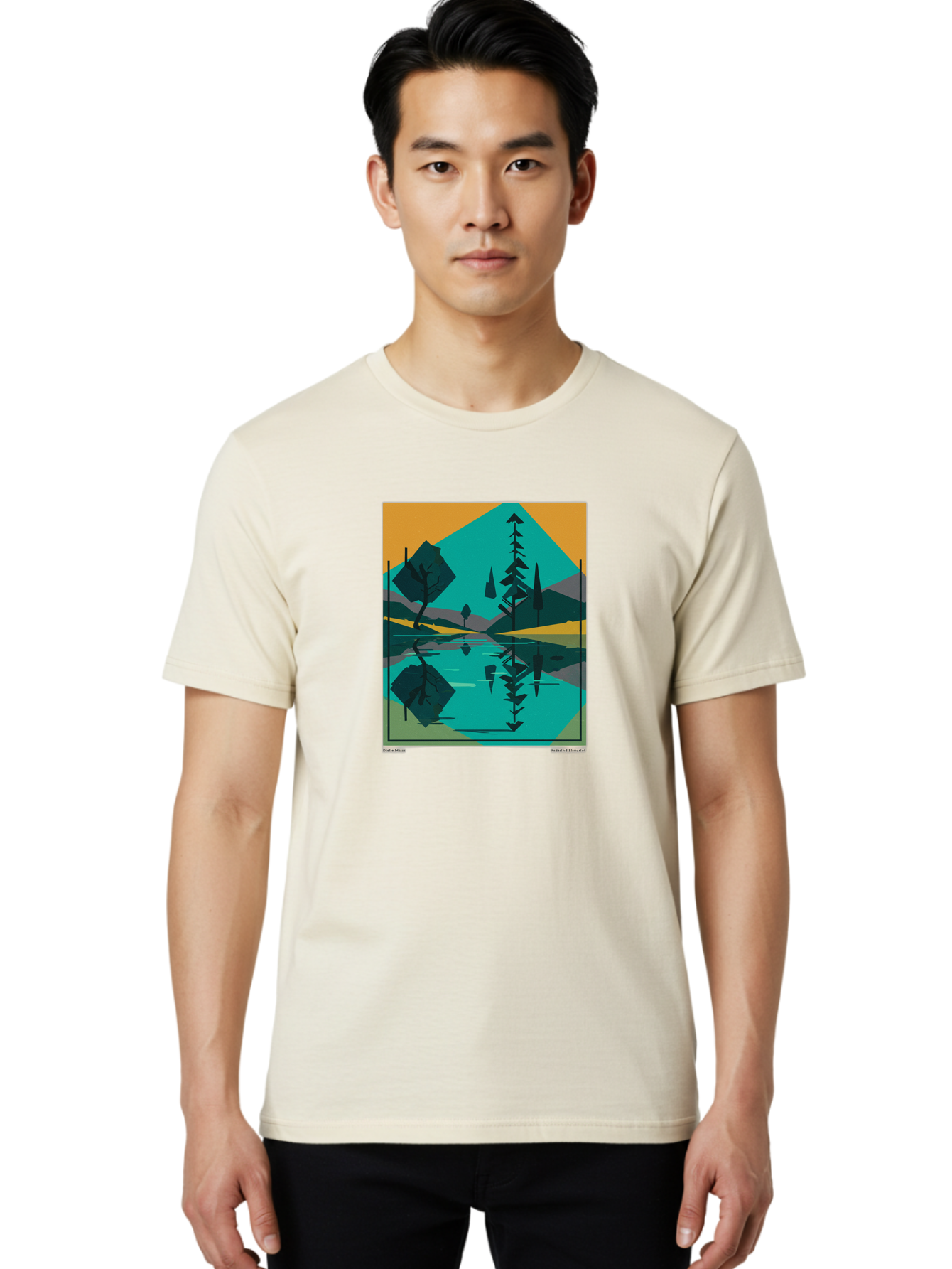 Mountain-Lake-Landscape Men'S Graphic Tee, 100% Cotton, Comfortable Casual Summer Wear, Machine Washable, Vintage Camera, Old Camera, Antique Camera, Black Camera, Classic Photography, Photography Equipment, Nostalgic Device, Film Camera, Bag821
