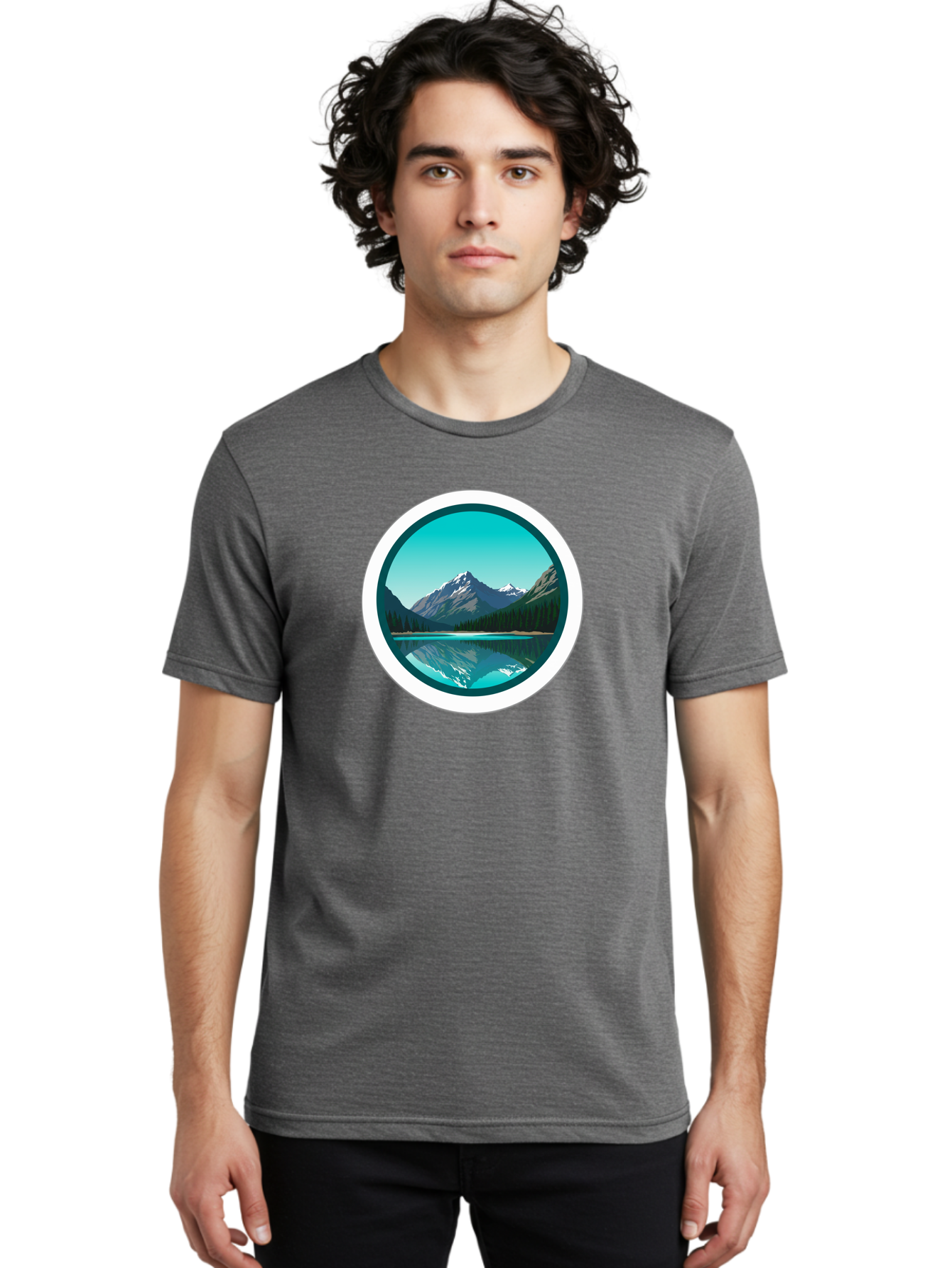 Mountain-Lake-Scene Men'S Graphic Tee, 100% Cotton, Comfortable Casual Summer Wear, Machine Washable, Vintage Camera, Old Camera, Antique Camera, Black Camera, Classic Photography, Photography Equipment, Nostalgic Device, Film Camera, Bag822