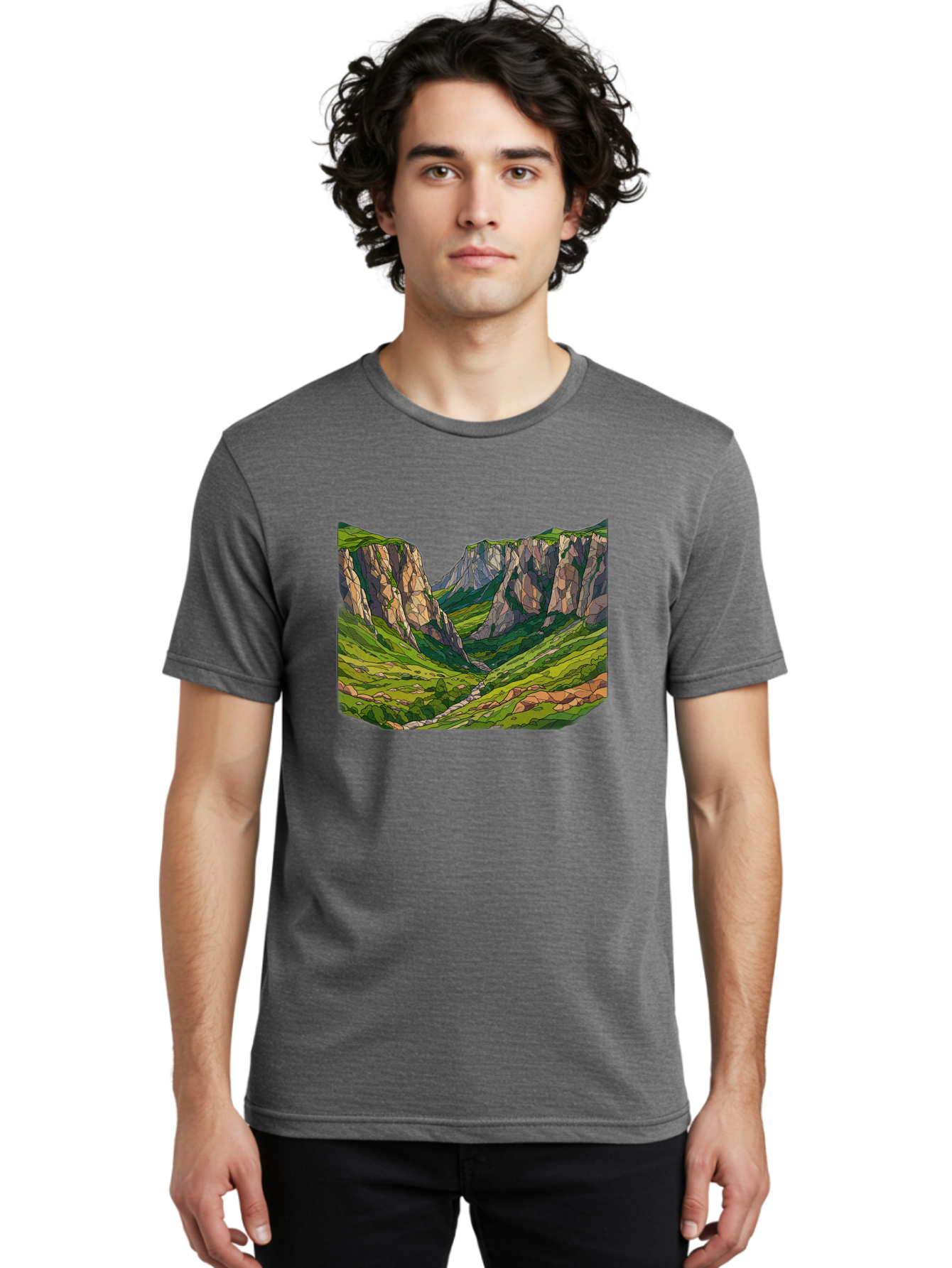 Mountain-Landscape-1 Men'S Graphic Tee, 100% Cotton, Comfortable Casual Summer Wear, Machine Washable, Vintage Camera, Old Camera, Antique Camera, Black Camera, Classic Photography, Photography Equipment, Nostalgic Device, Film Camera, Bag824