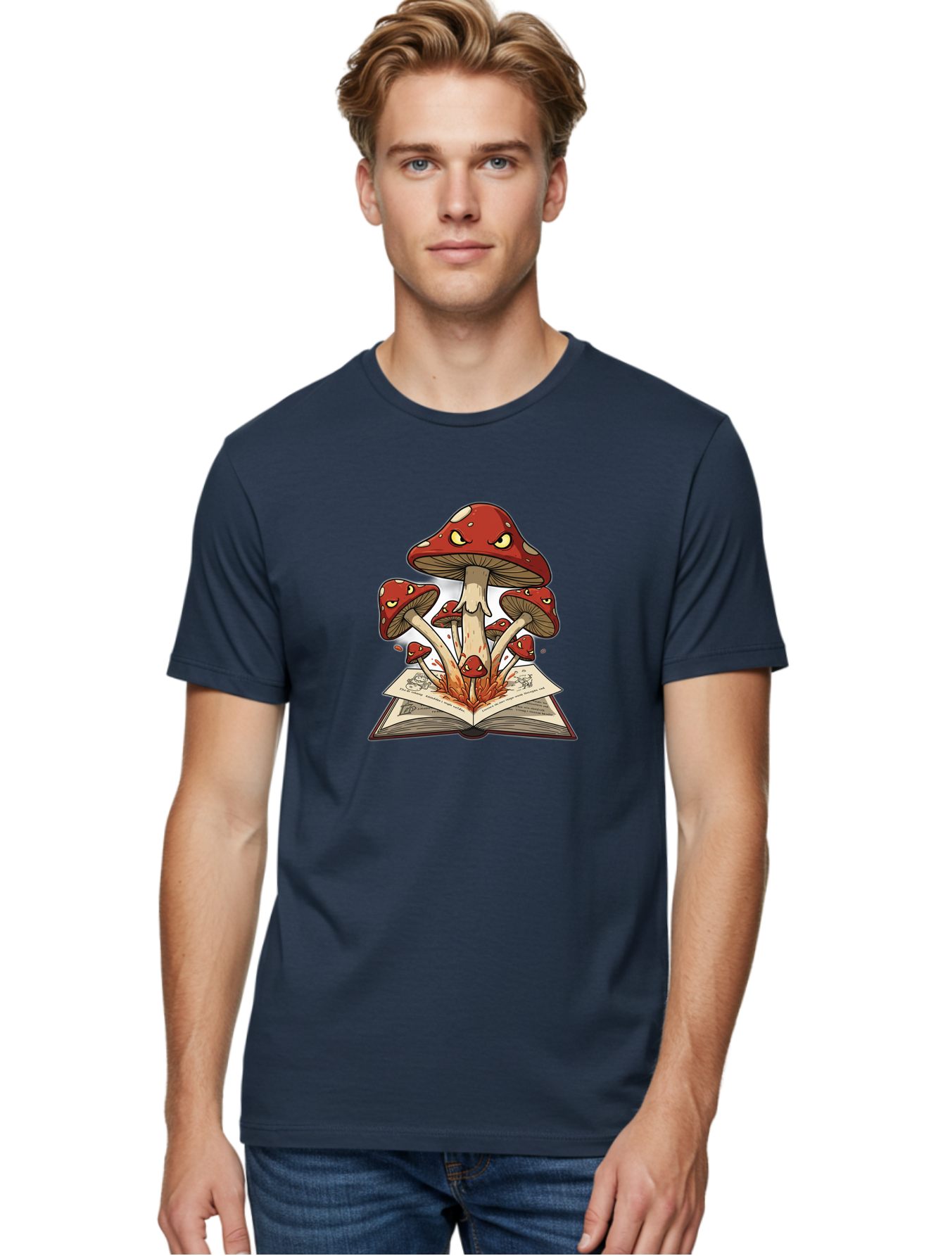 Mushrooms-Emerging-From-Book-1 Men'S Graphic Tee, 100% Cotton, Comfortable Casual Summer Wear, Machine Washable, Vintage Camera, Old Camera, Antique Camera, Black Camera, Classic Photography, Photography Equipment, Nostalgic Device, Bag842