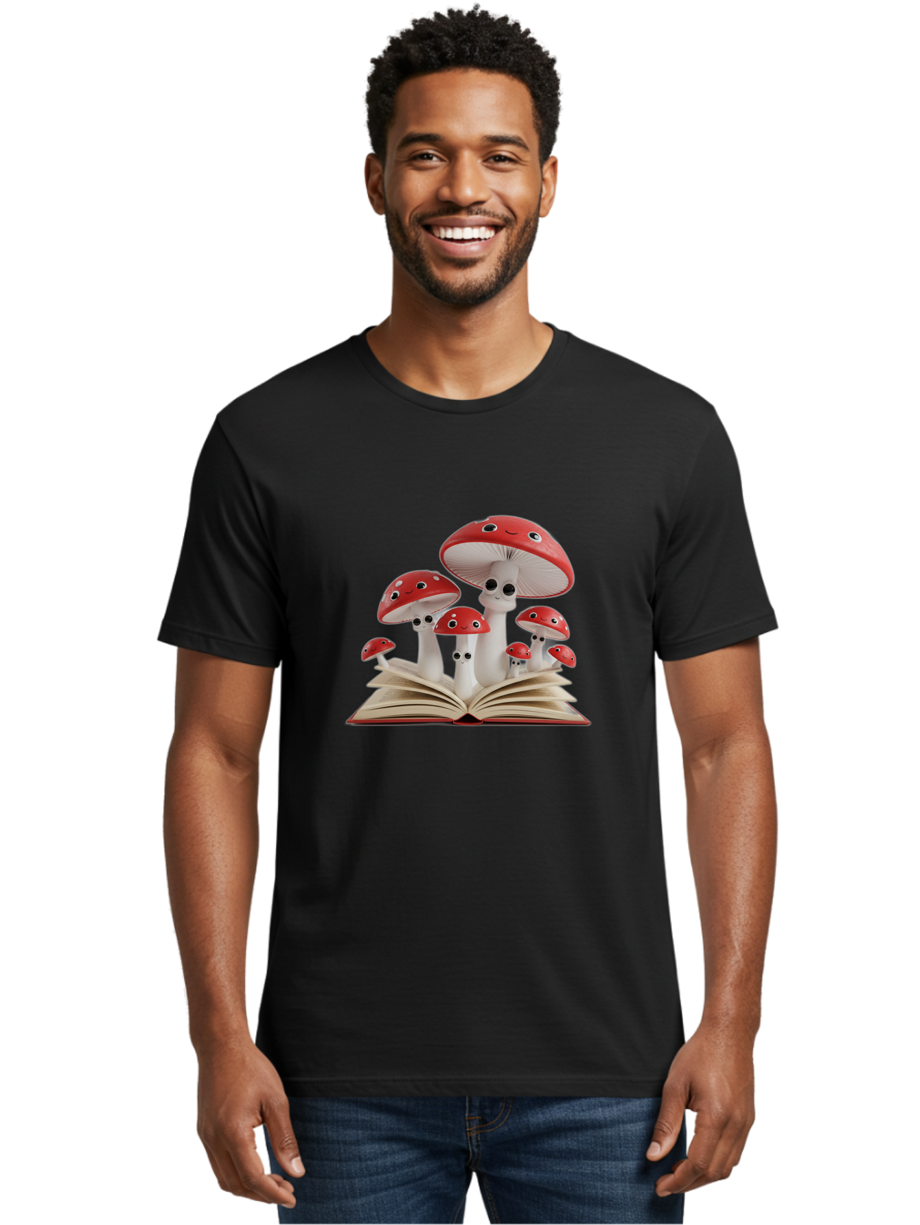 Mushrooms-Emerging-From-Book Men'S Graphic Tee, 100% Cotton, Comfortable Casual Summer Wear, Machine Washable, Vintage Camera, Old Camera, Antique Camera, Black Camera, Classic Photography, Photography Equipment, Nostalgic Device, Film Camera, Bag843