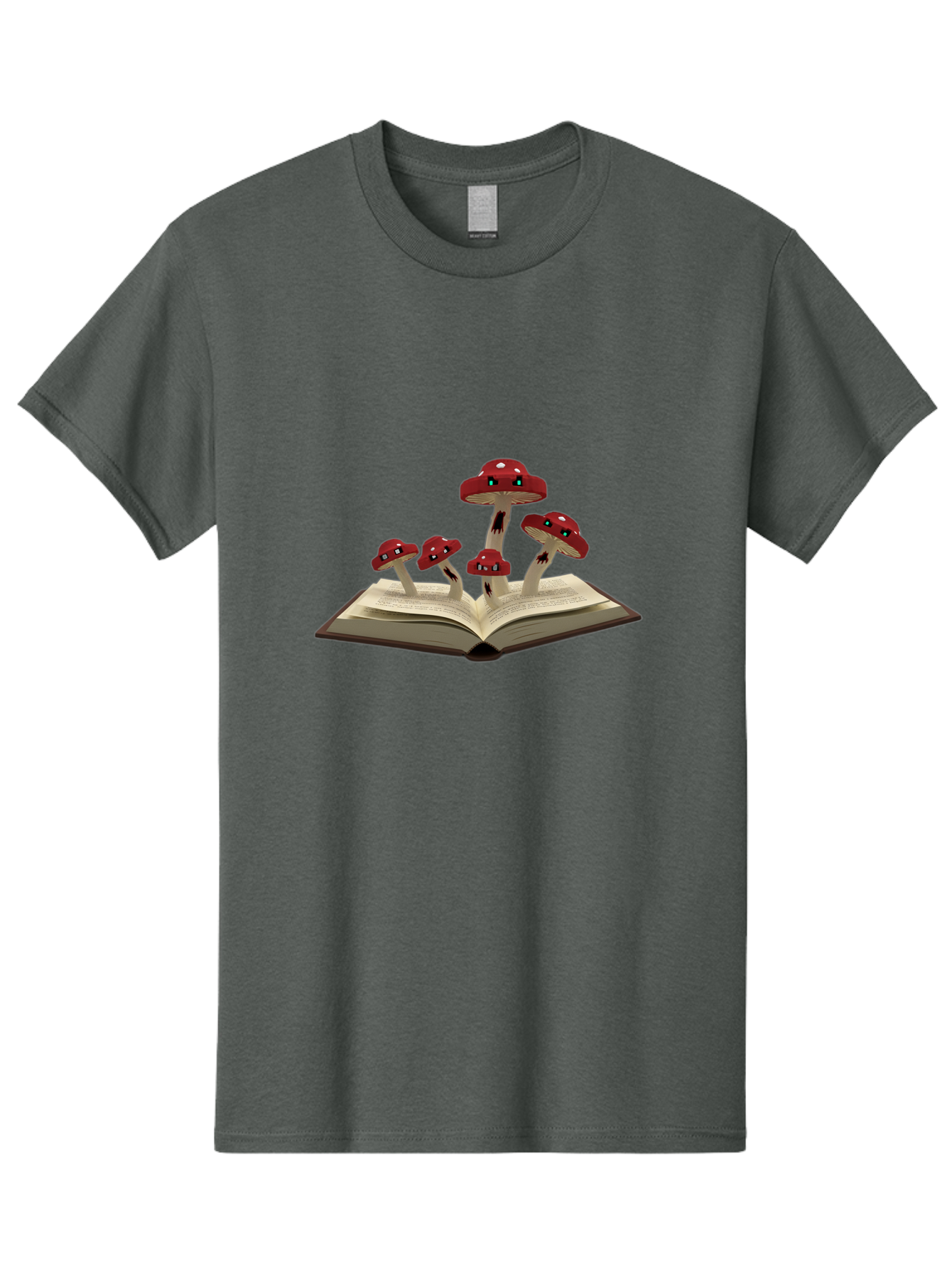 Mushrooms-Growing-From-Book Men'S Graphic Tee, 100% Cotton, Comfortable Casual Summer Wear, Machine Washable, Vintage Camera, Old Camera, Antique Camera, Black Camera, Classic Photography, Photography Equipment, Nostalgic Device, Film Camera, Bag844