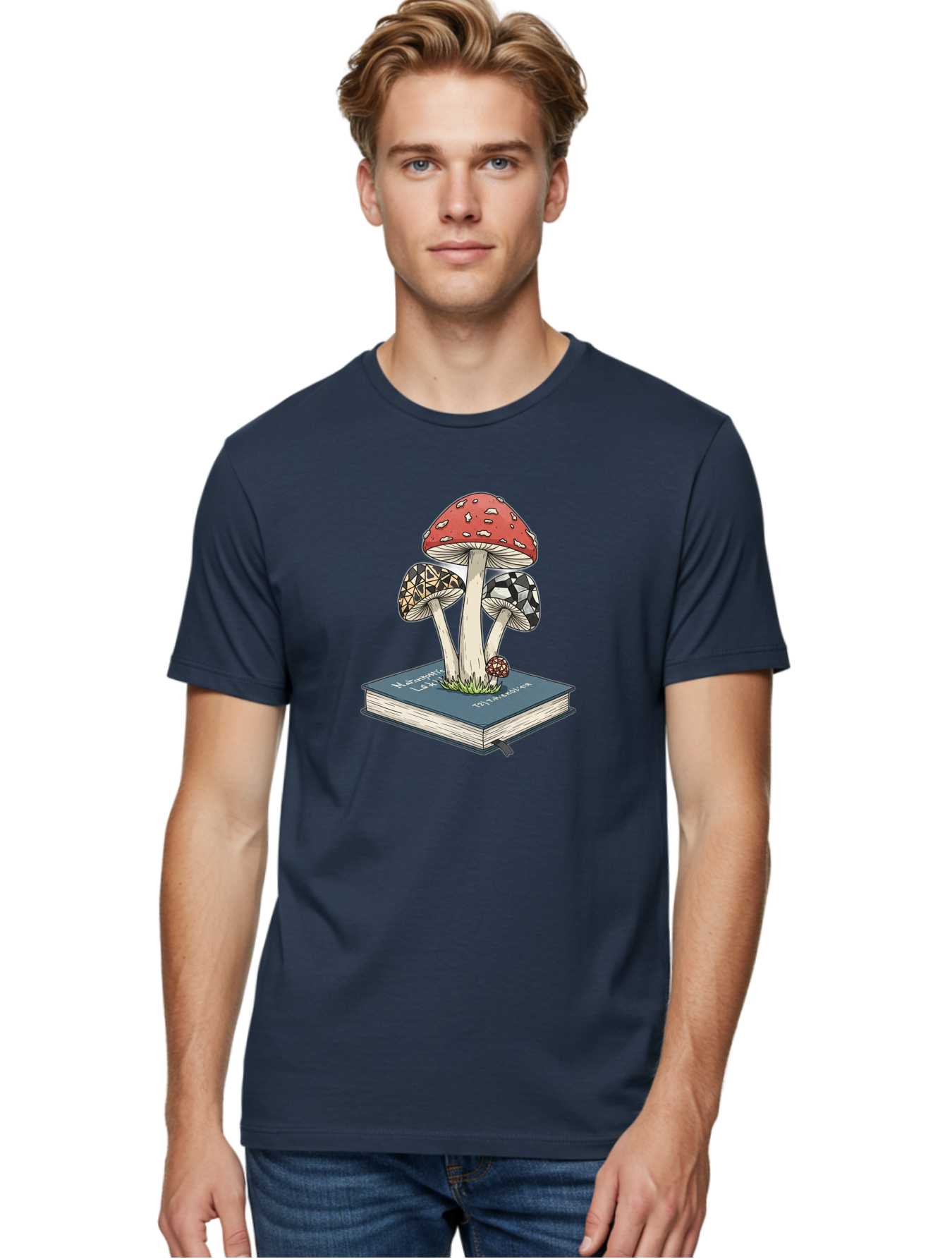 Mushrooms-On-Book-1 Men'S Graphic Tee, 100% Cotton, Comfortable Casual Summer Wear, Machine Washable, Vintage Camera, Old Camera, Antique Camera, Black Camera, Classic Photography, Photography Equipment, Nostalgic Device, Film Camera, Bag845