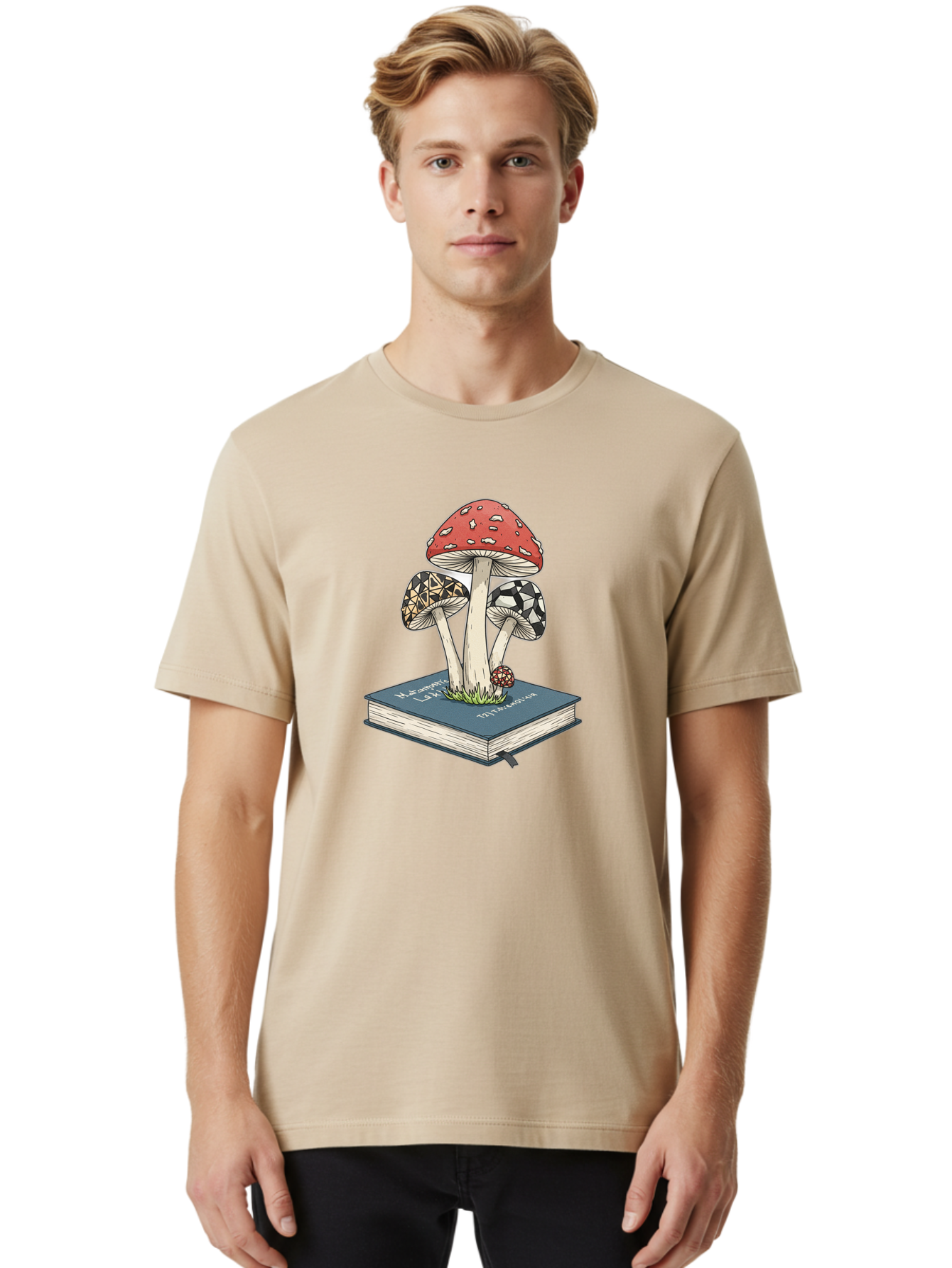 Mushrooms-On-Book-1 Men'S Graphic Tee, 100% Cotton, Comfortable Casual Summer Wear, Machine Washable, Vintage Camera, Old Camera, Antique Camera, Black Camera, Classic Photography, Photography Equipment, Nostalgic Device, Film Camera, Bag845