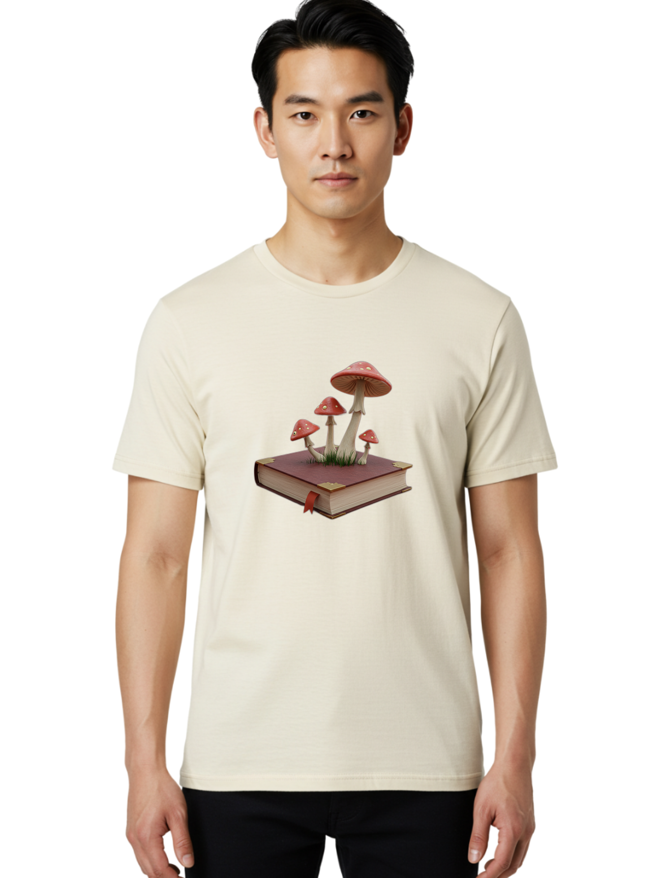 Mushrooms-On-Book Men'S Graphic Tee, 100% Cotton, Comfortable Casual Summer Wear, Machine Washable, Vintage Camera, Old Camera, Antique Camera, Black Camera, Classic Photography, Photography Equipment, Nostalgic Device, Film Camera, Camera Art Bag848