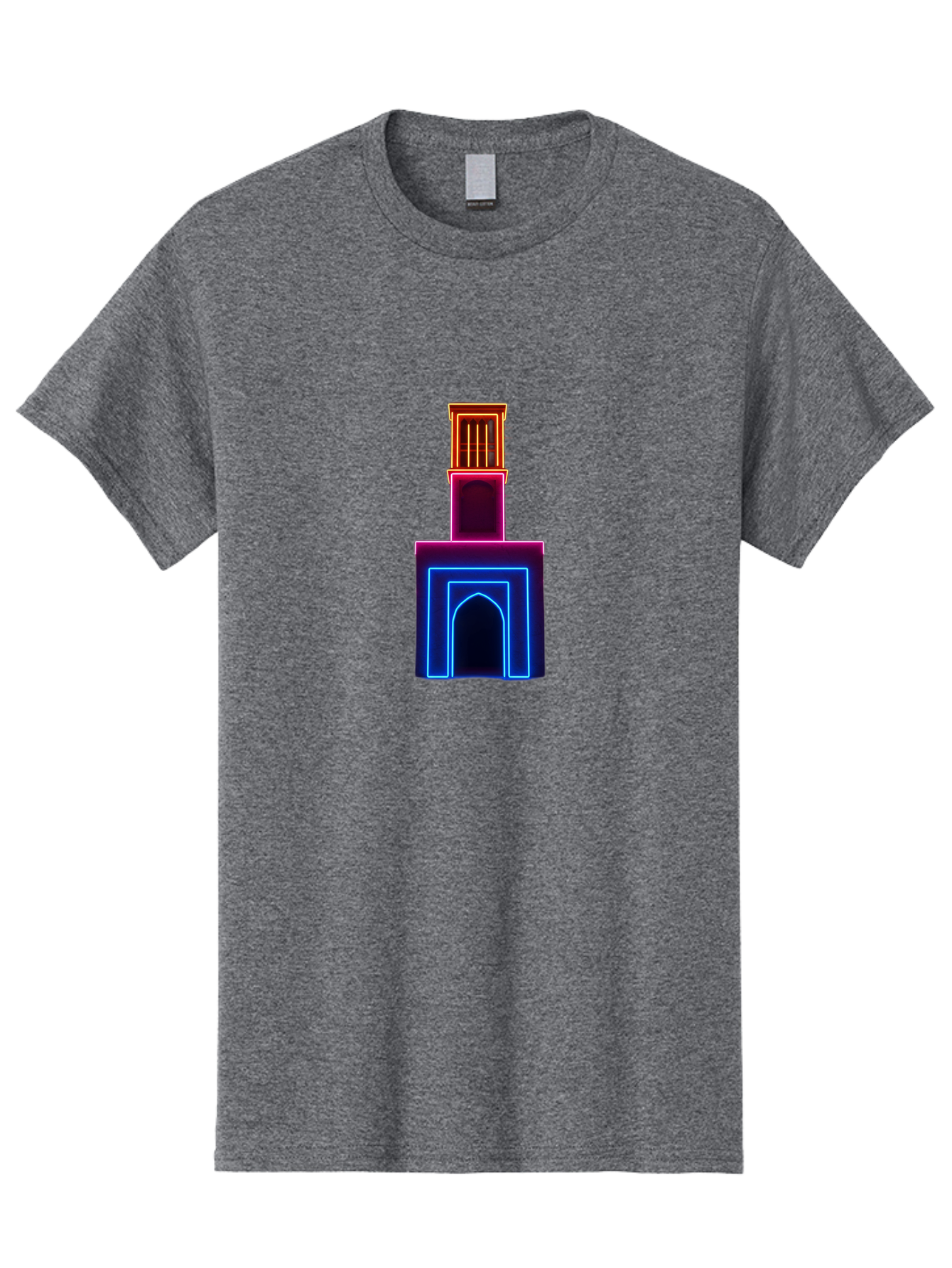 Neon-Tower-With-Archway Men'S Graphic Tee, 100% Cotton, Comfortable Casual Summer Wear, Machine Washable, Vintage Camera, Old Camera, Antique Camera, Black Camera, Classic Photography, Photography Equipment, Nostalgic Device, Film Camera, Bag856