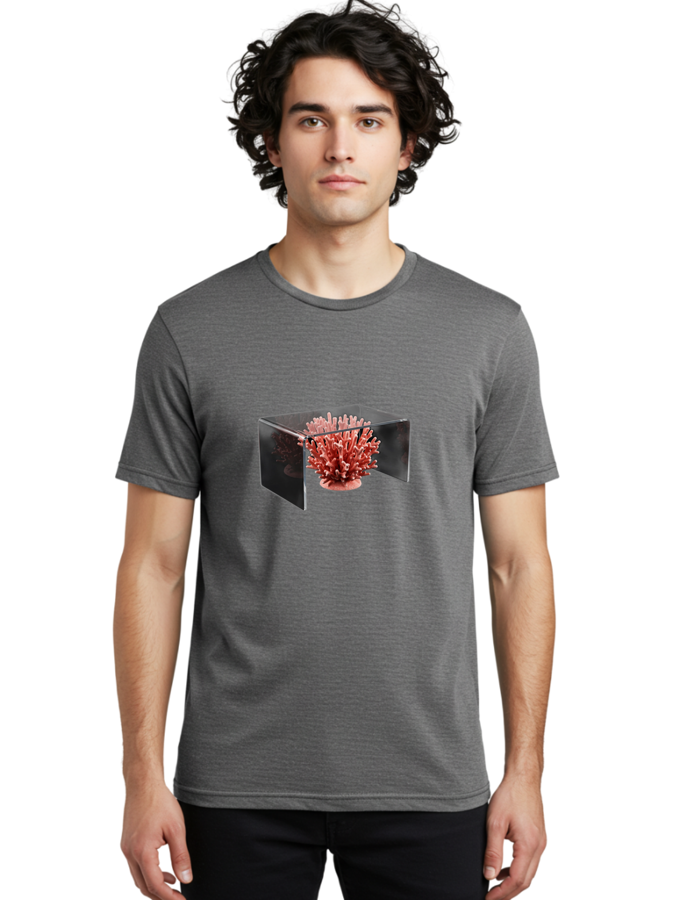 Pink-Coral-In-Cube Men'S Graphic Tee, 100% Cotton, Comfortable Casual Summer Wear, Machine Washable, Vintage Camera, Old Camera, Antique Camera, Black Camera, Classic Photography, Photography Equipment, Nostalgic Device, Film Camera, Bag952